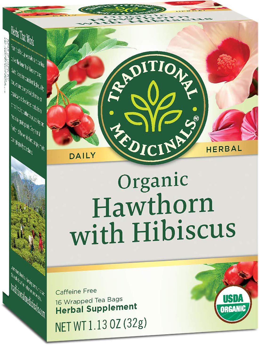 Traditional Medicinals Tea, Organic Hawthorn & Hibiscus, Promotes Heart Health, 96 Tea Bags (6 Pack)
