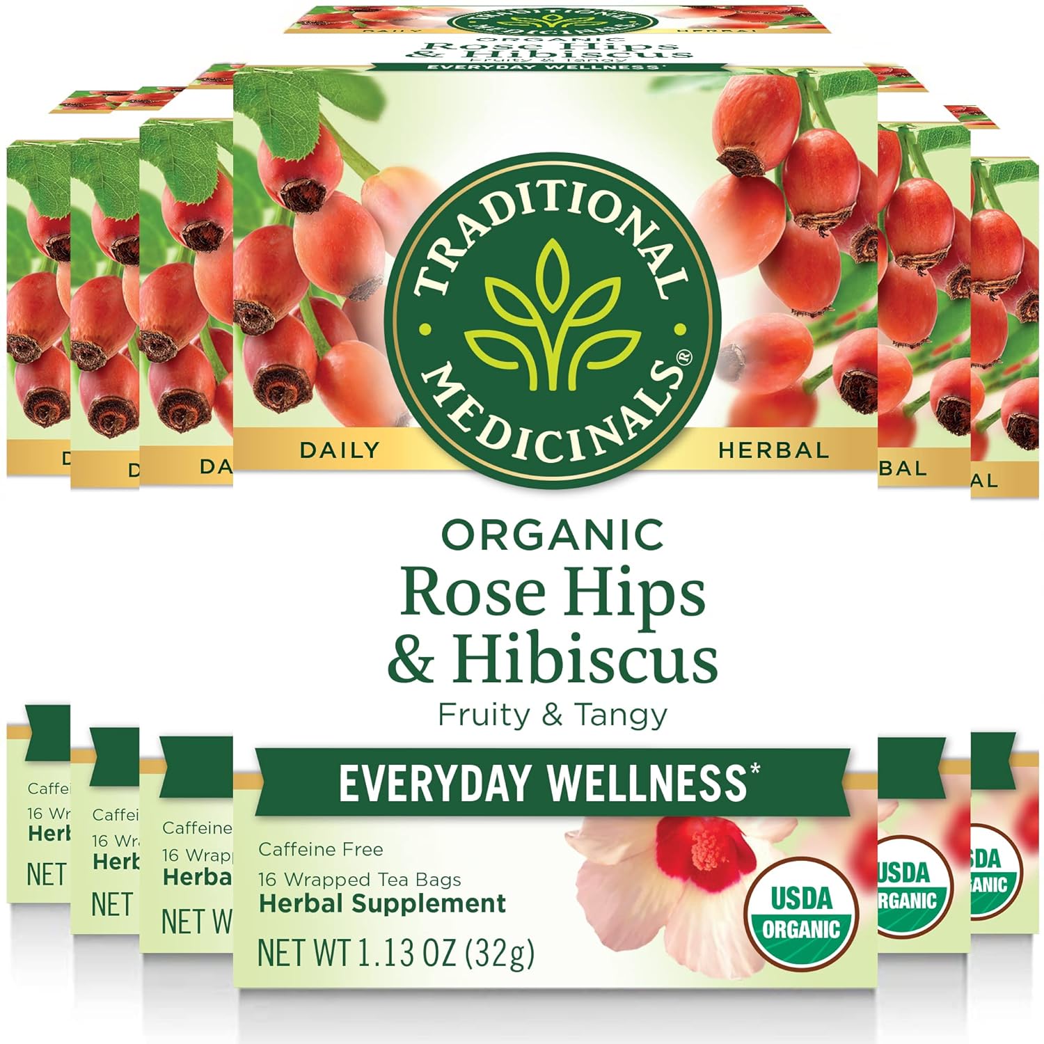 Traditional Medicinals Tea, Organic Rose Hips & Hibiscus, Supports Everyday Traditional Medicinals Tea, Organic Rose Hips & Hibiscus, Supports Everyday Wellness, 96 Tea Bags (6 Pack)