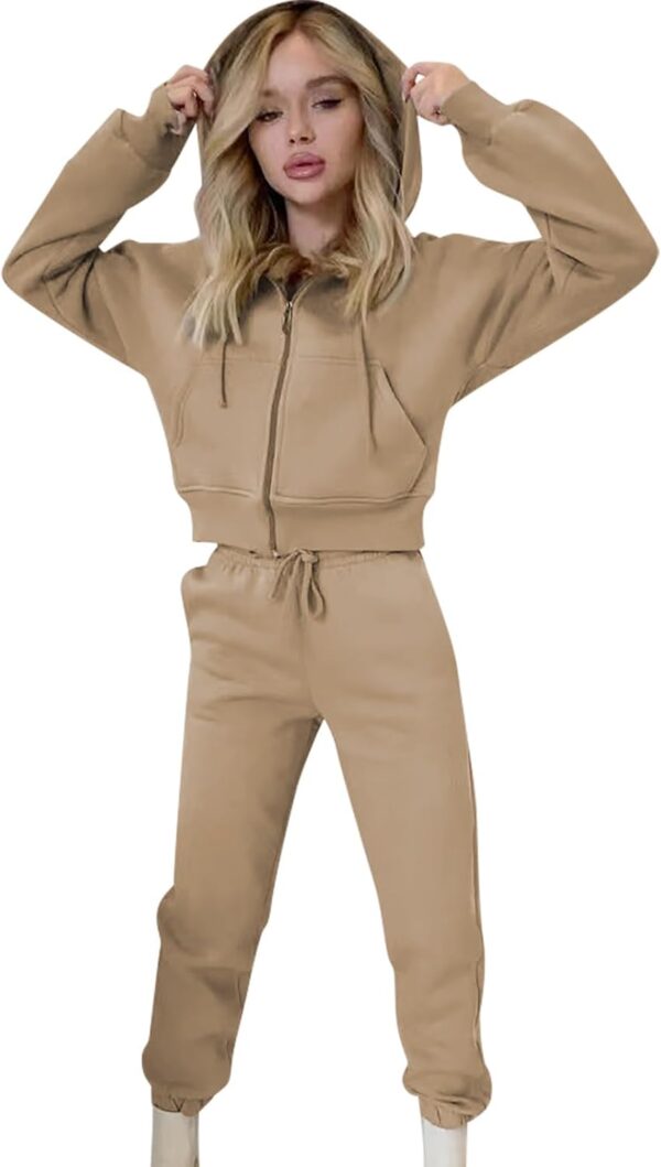 2 Pc Sweatsuit Set for Women Y2K Hoodies Pullover Tops Matching Cargo Joggers Sweatpants Fall Chunky Lounge Set