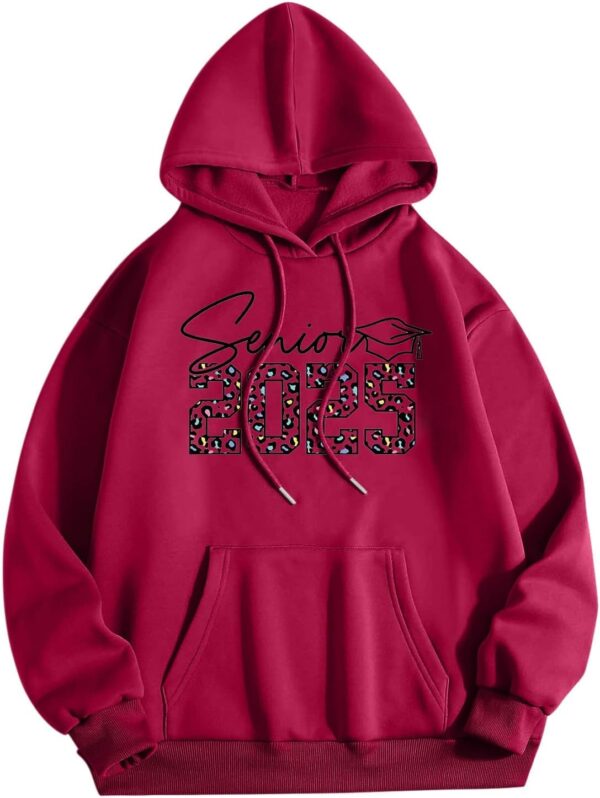 2025 Senior Oversized Sweatshirt for Women Graduation Class Long Sleeve Shirt Pullover Hoodies with Pocket