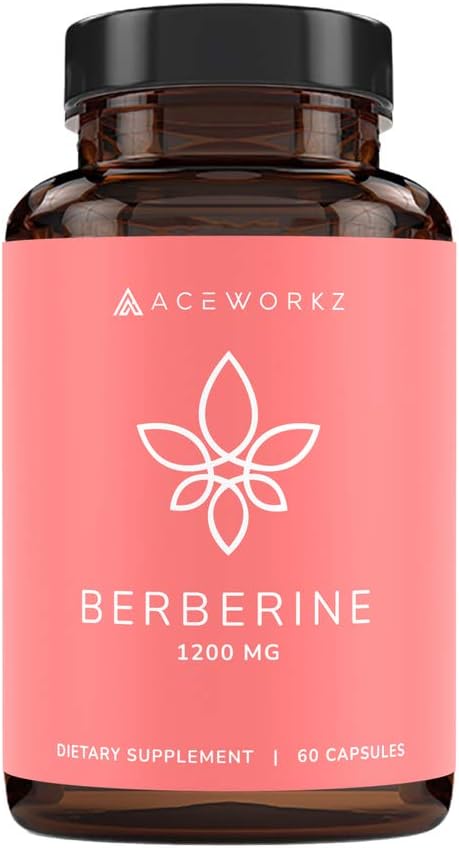 ACEWORKZ Premium Berberine HCL 1200mg with BioPerine® – 97% Tested Purity – High Potency Berberine Supplement – Berberine Plus – Made in USA (60 Capsules)