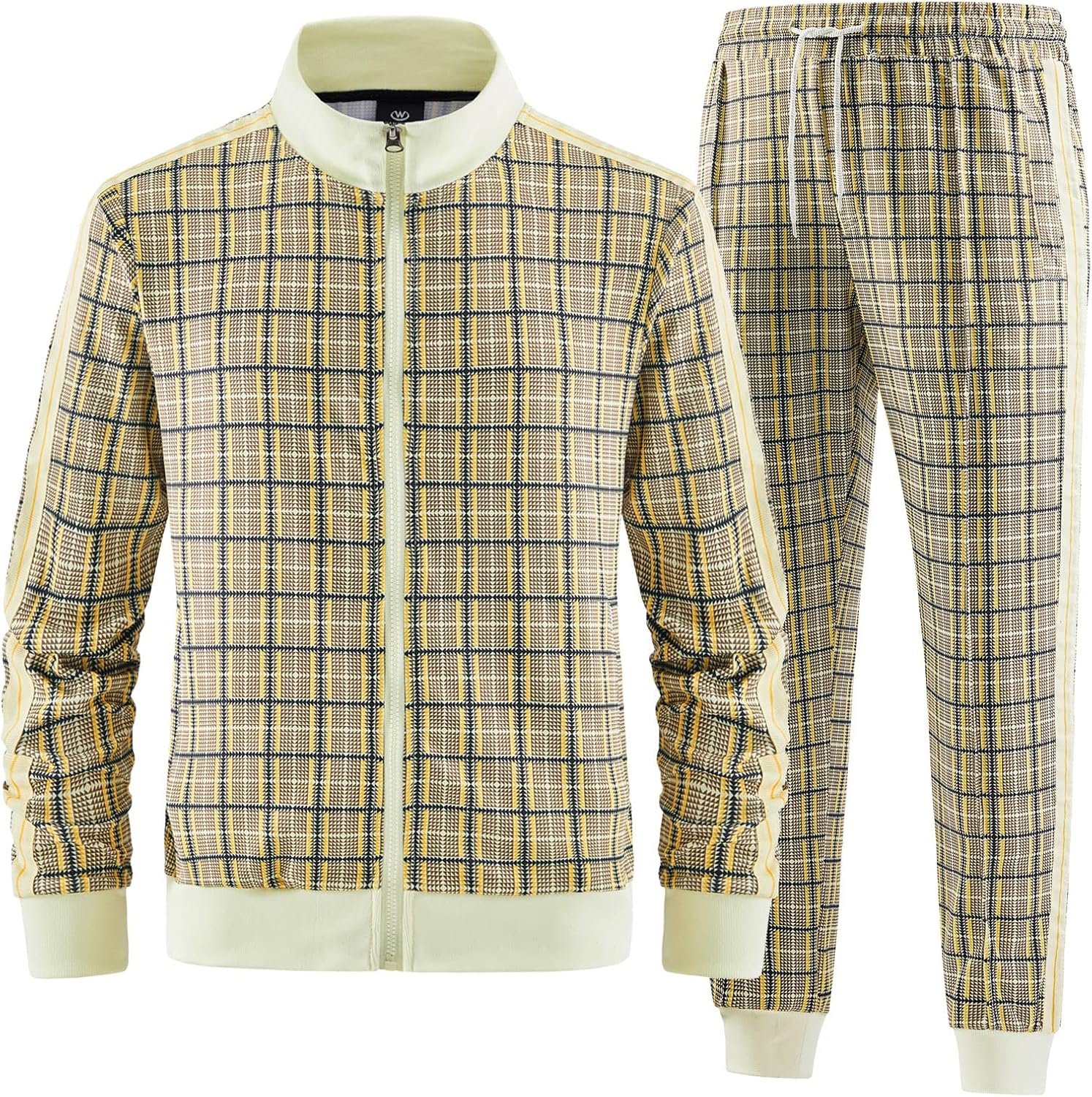 ANOTWENER Men’s Track Suits 2 Piece Stand-up Collar Long Sleeve with Double Side Pockets Jacket and Sweatpants