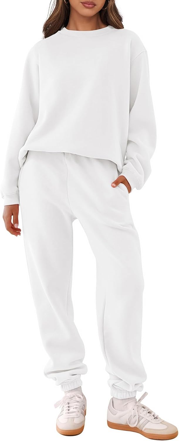 ANRABESS Women’s Two Piece Outfits Lounge Set Long Sleeve Crewneck Sweatshirt Jogger Pants Tracksuit Sweatsuit 2024 Fall Sets