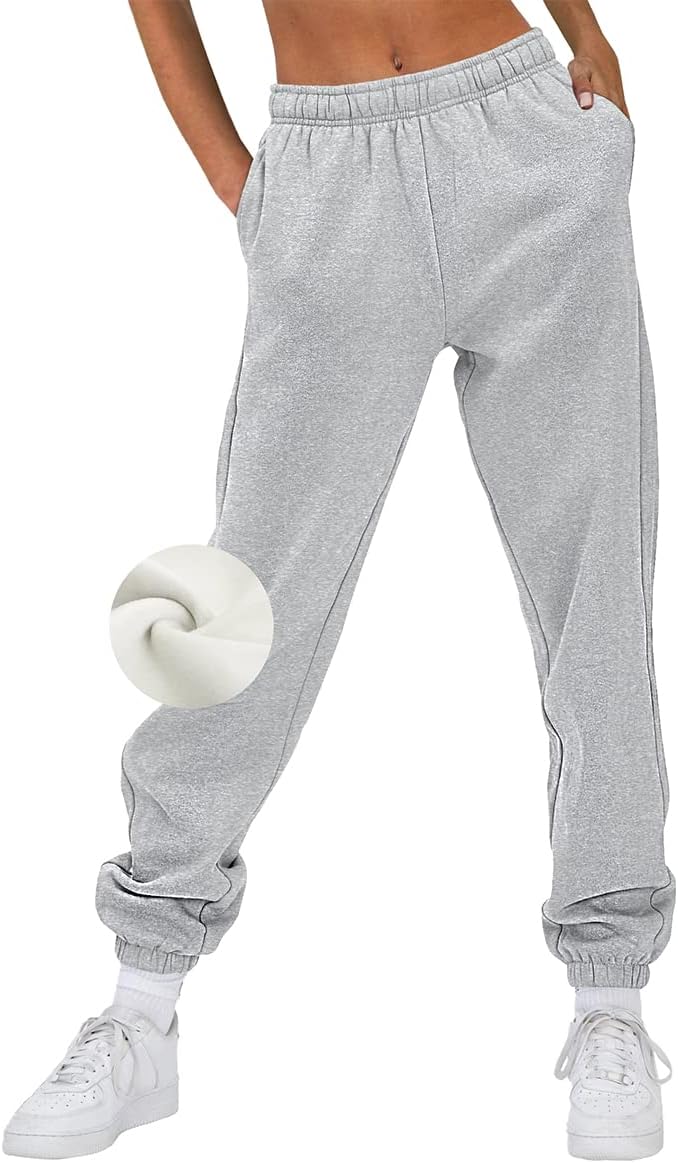 AUTOMET Women’s Casual Baggy Fleece Sweatpants High Waisted Joggers Pants