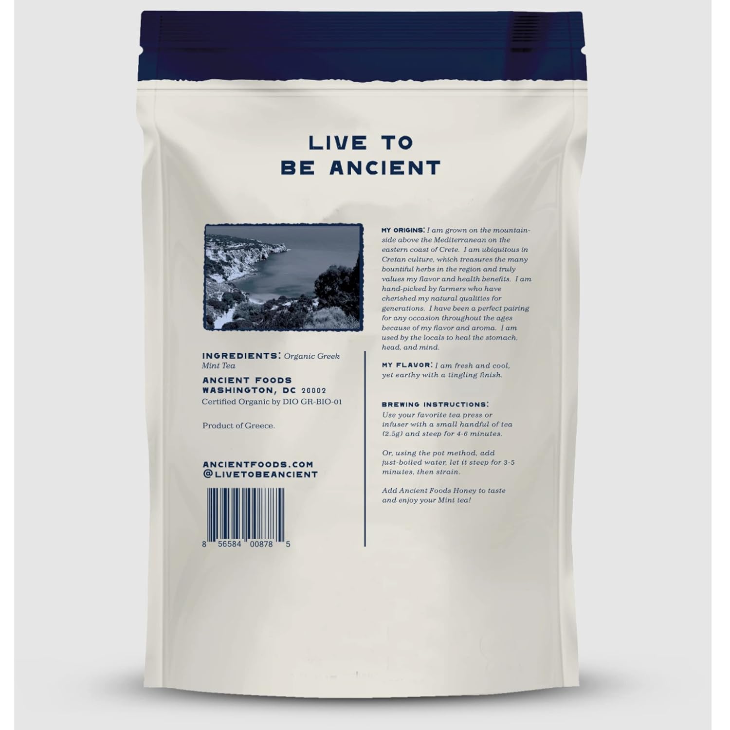 Ancient Foods Organic Mint Tea – Mint Loose Leaf Tea, Organic and Caffeine Free Tea Leaves from Crete (40g)