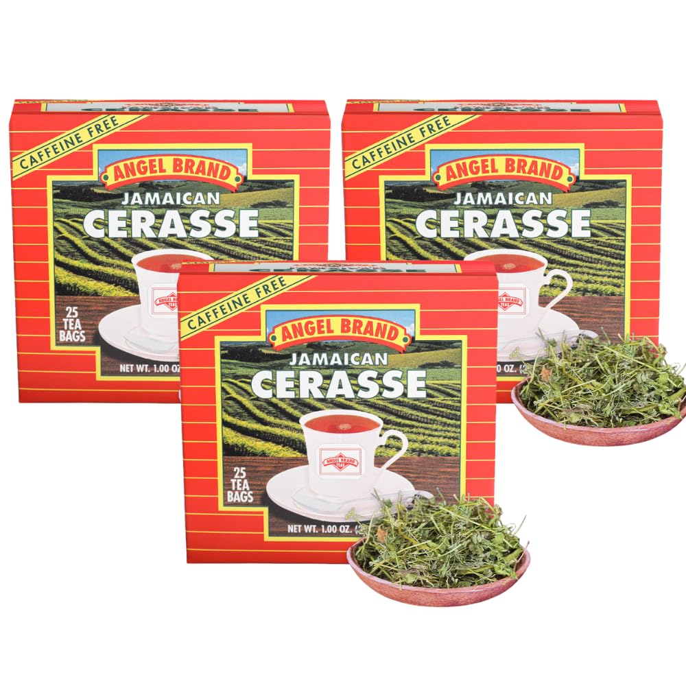 Angel Brand Cerasse Tea Bags 25 – Pack 3 Karela herbal Tea Offers Slightly Bitter Flavor – Most popular teas in Jamaica with Health Benefits and Delicious Flavor Profile