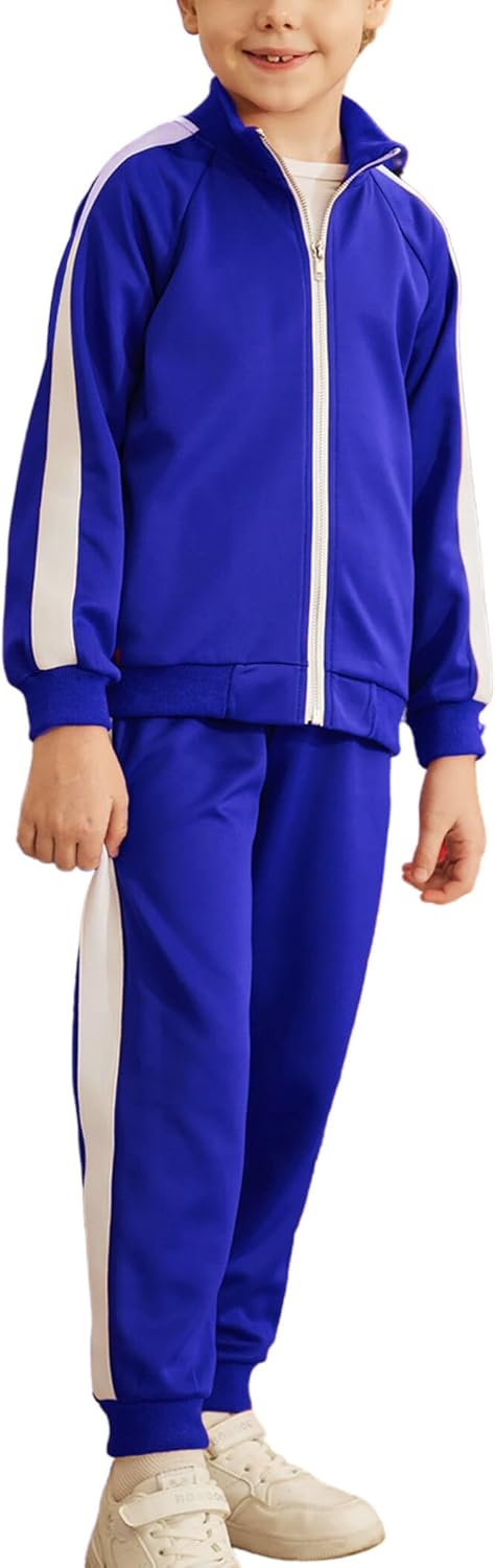 Arshiner Boy’s Casual Active Tracksuits Full Zip Sports Jogging Suits Sets Athletic 2 Piece Sweatsuits for 5-13 Years