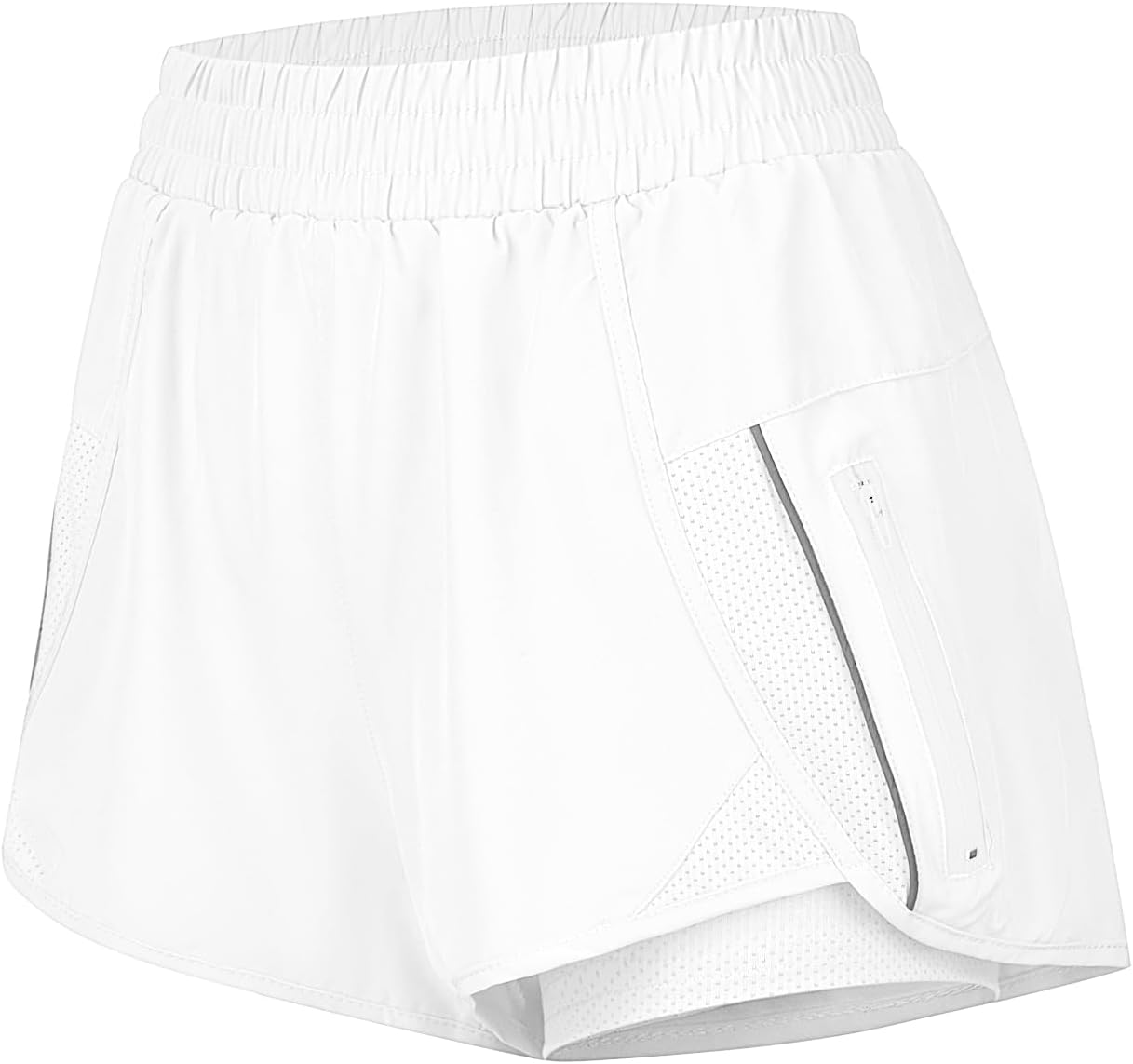 Athletic Shorts for Women High Split Running Workout Quick Dry Shorts with Zip Pocket Liner