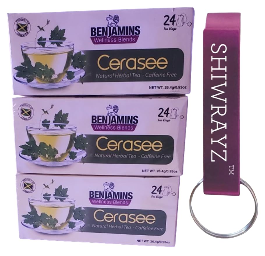 Benjamins Jamaican Cerasee Herbal Tea Bag – 24 bags- Bitter Melon- Sealed with SHIWRAYZ Bottle Opener Keyring