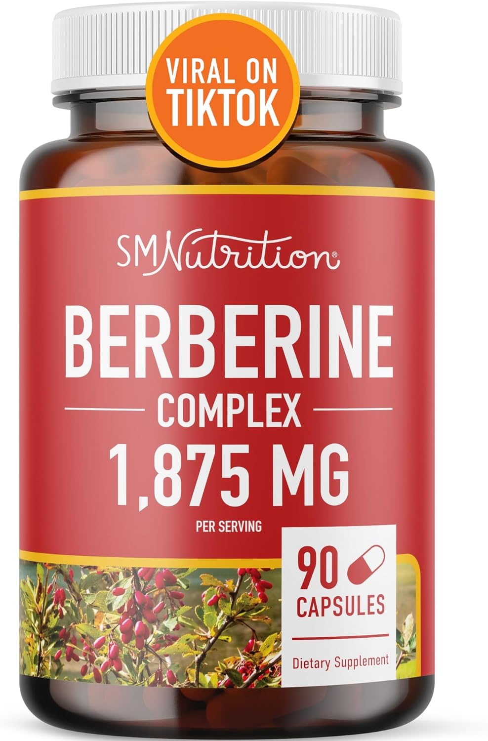Berberine 1875mg | High Potency Complex | Supports Glucose Metabolism & Fitness | Berberine Supplement with Bitter Melon & Banaba Leaf | Non-GMO, Third-Party Tested | 30 Day Supply | 90 Cap