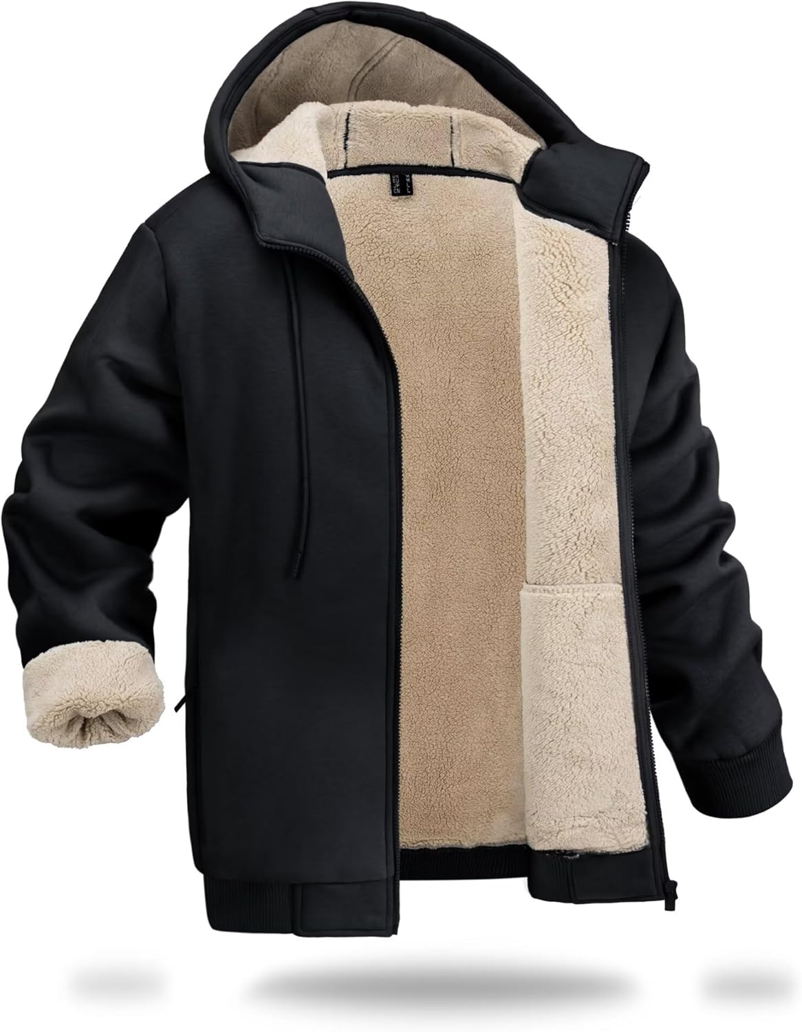 Boladeci Men’s Sherpa Lined Hoodie Jacket Winter Warm Heavy Weight Zip Up Hooded Sweatshirt Thick Fleece Coats