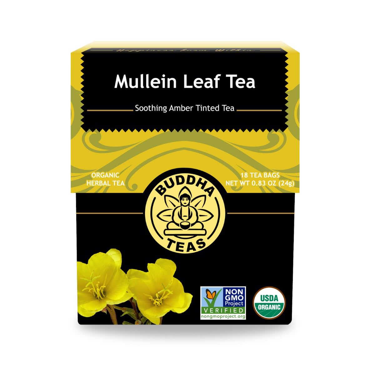 Buddha Teas – Mullein Leaf – Organic Herbal Tea – For Health & Wellbeing – With Antioxidants, Minerals & Vitamin C – Caffeine Free – 100% Kosher & Non-GMO – 18 Tea Bags (Pack of 1)