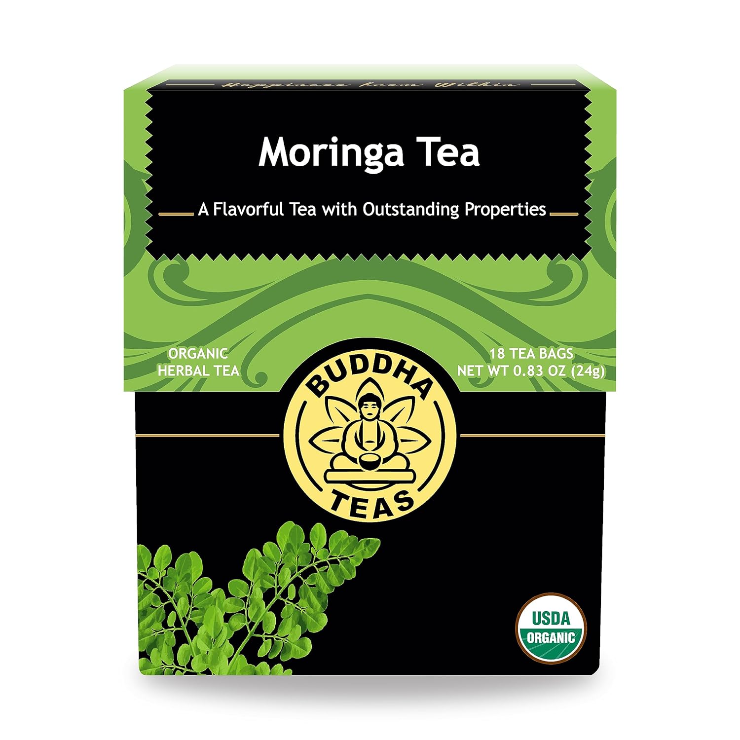 Buddha Teas Organic Moringa Tea – OU Kosher, USDA Organic, CCOF Organic, 18 Bleach-Free Tea Bags