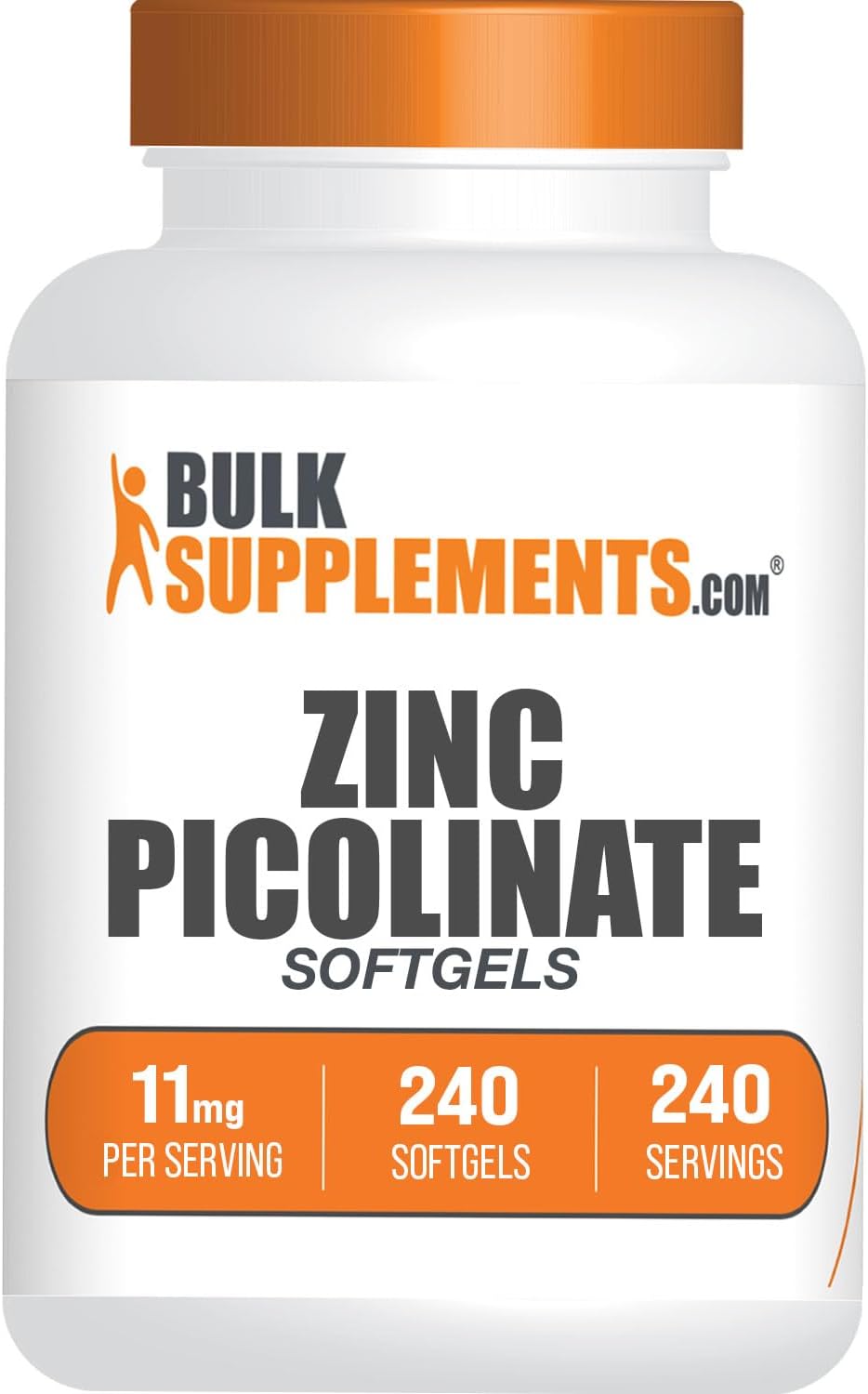 BulkSupplements.com Zinc Picolinate Softgels – Zinc Supplements, Zinc 11mg, Zinc Softgels – for Immune Support, Gluten Free – 1 Softgel per Serving, 240 Count (Pack of 1)