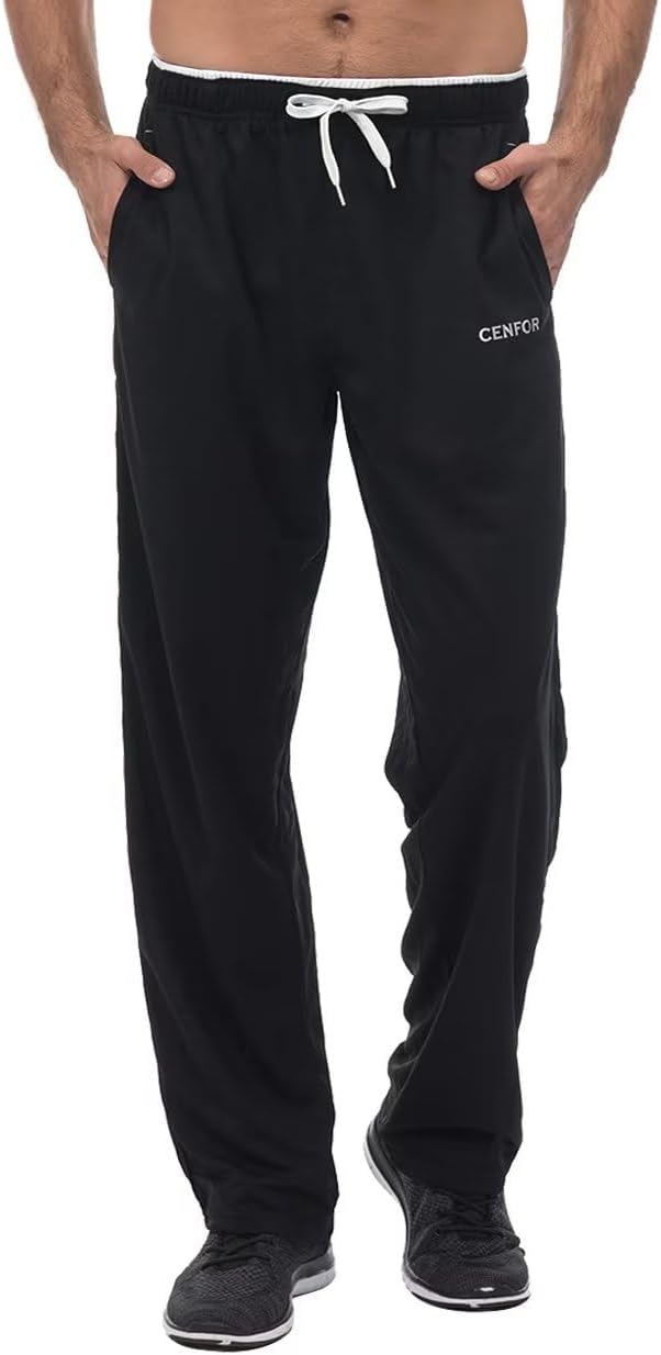 CENFOR Men’s Sweatpants with Pockets Open Bottom Workout Pants, for Athletic, Jogging, Training, Casual