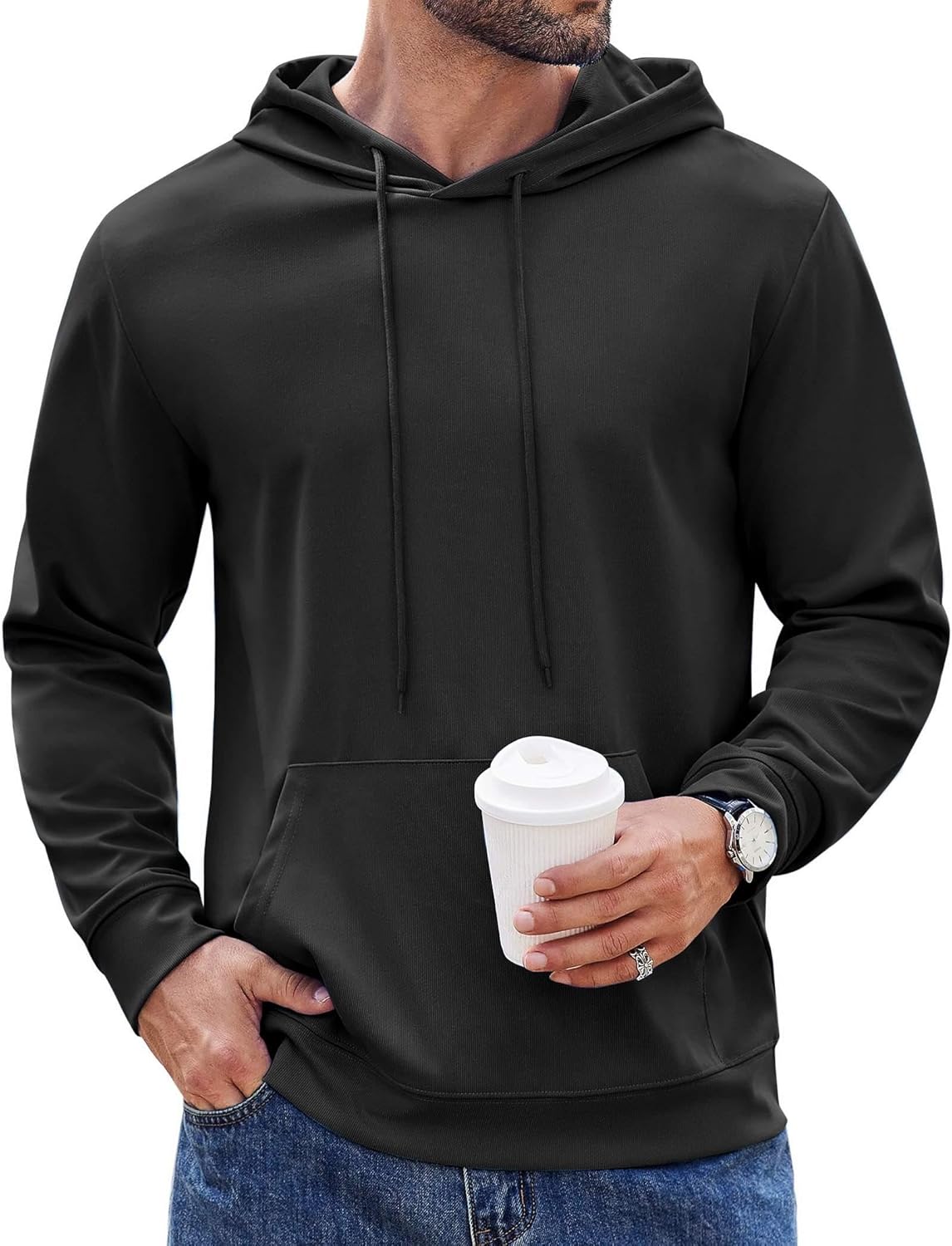 COOFANDY Men’s Hoodie Long Sleeve Hooded Pullover Casual Fashion Sweatshirts Drawstring Gym Hooded with Kanga Pocket