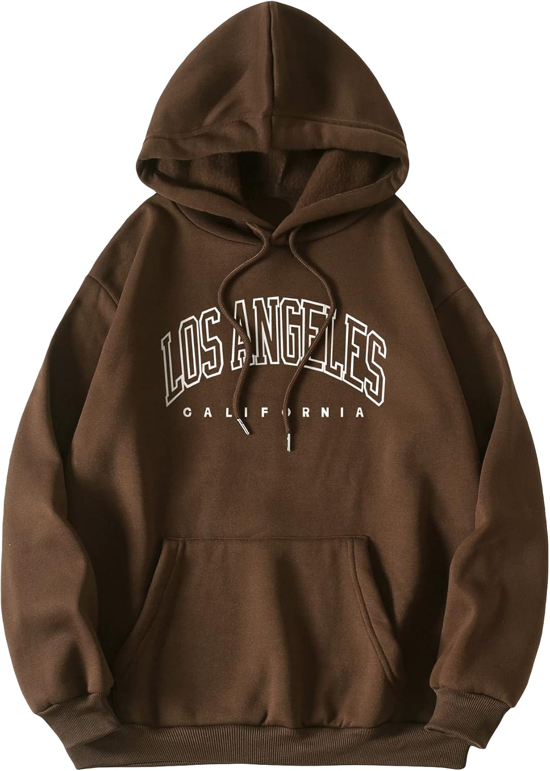 COZYEASE Women’s Letter Graphic Print Drawstring Vintage Drop Shoulder Hoodies Thermal Long Sleeve Pullover Sweatshirt