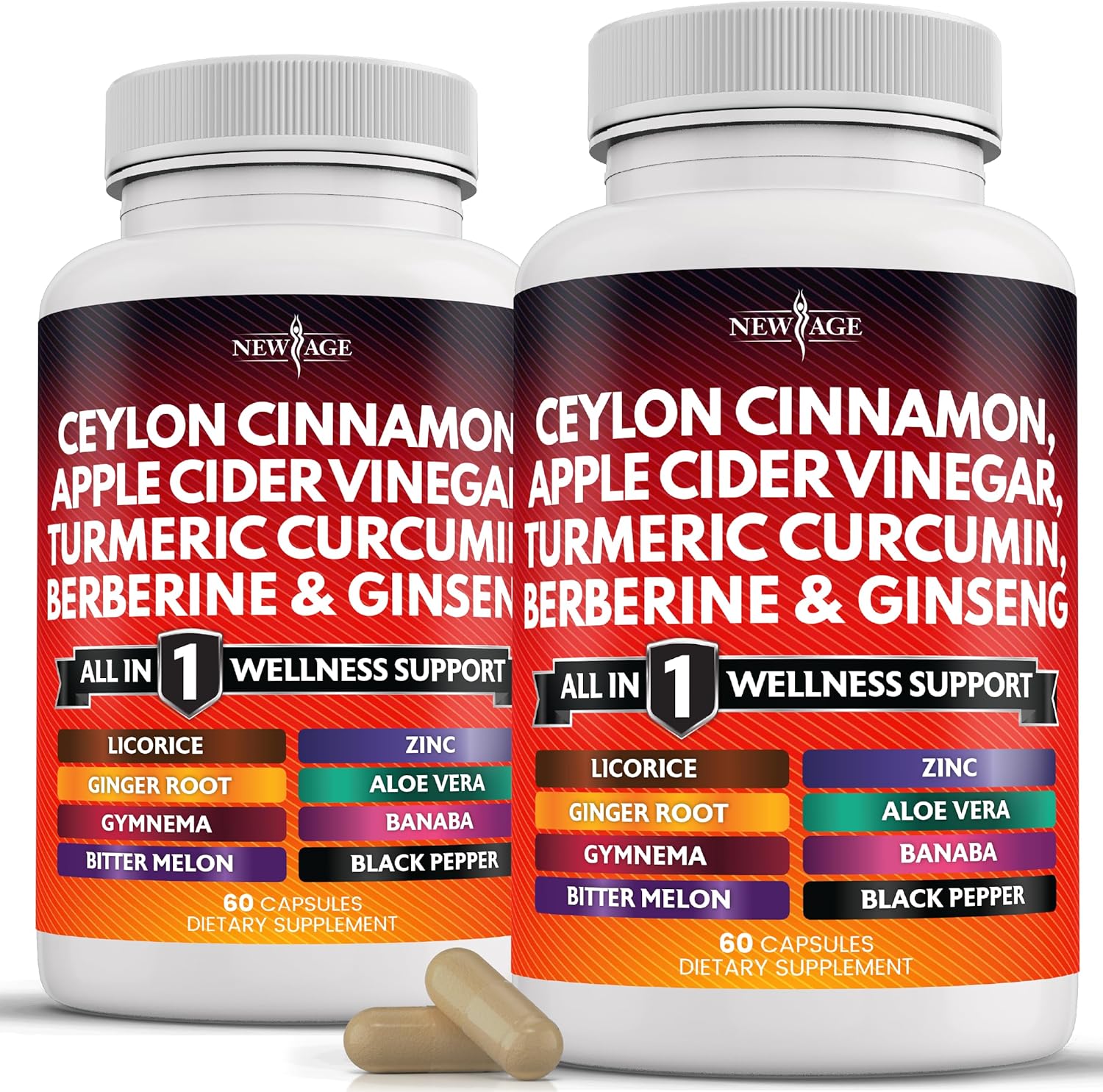 Ceylon Cinnamon 3000mg Turmeric 3000mg Apple Cider Vinegar 3000mg Ginseng 2000mg Aloe Vera 2000mg Berberine 1200mg Plus Banaba, Ginger Root – 120 Count