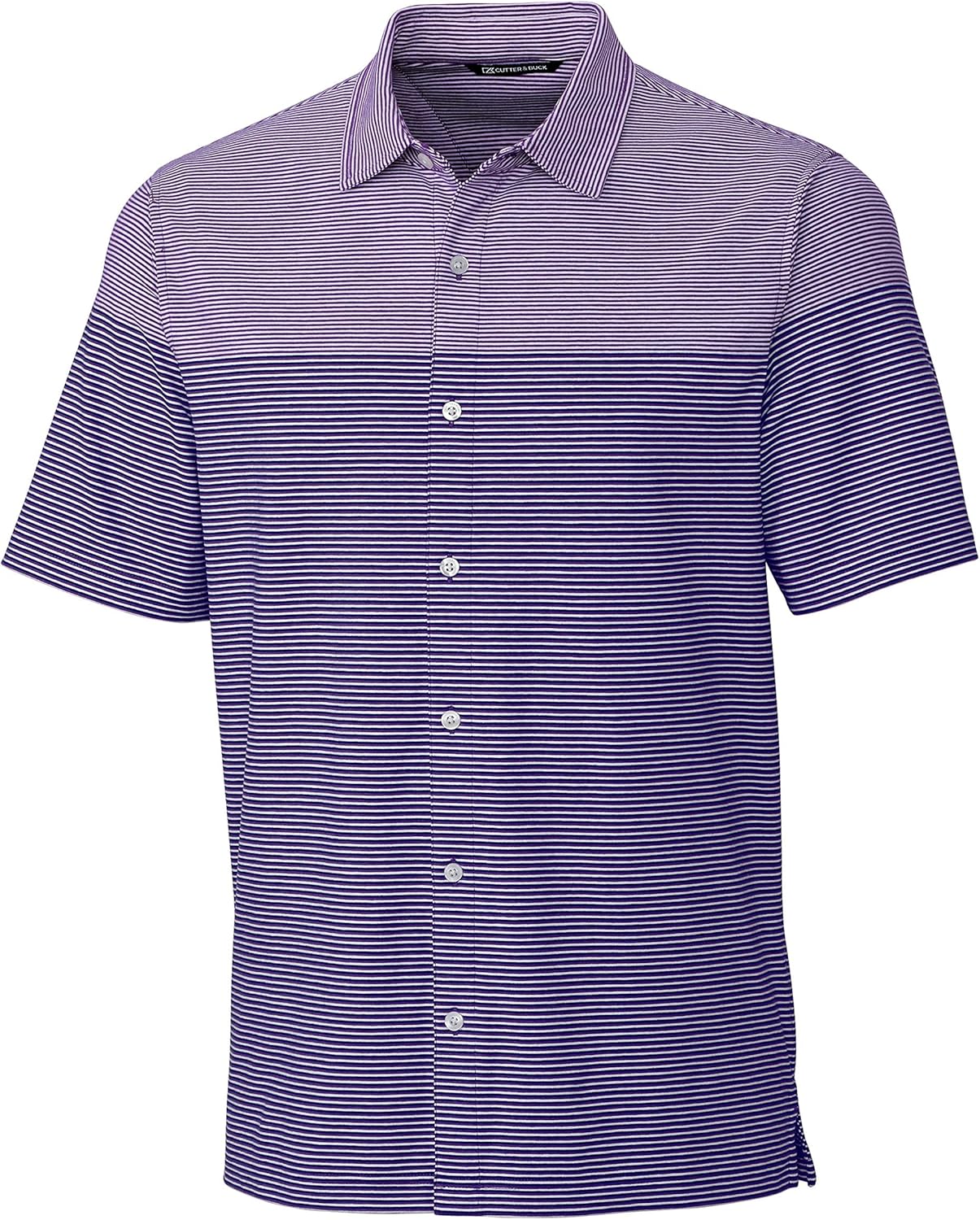 Cutter & Buck Men’s Pioneer Engineered Stripe Short Sleeve Button Front Shirt