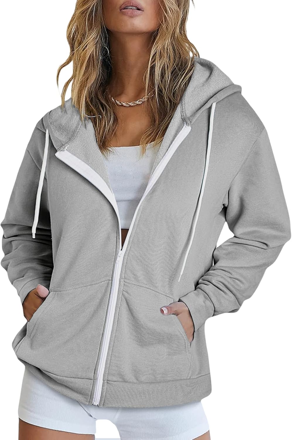 Dokotoo Women’s Full Zip Up Hoodie Long Sleeve Hooded Sweatshirts Pockets Jacket Coat for Women