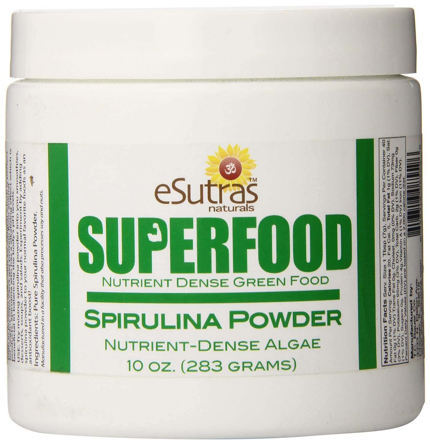 Esutras Organics Raw Spirulina, 10 Ounce