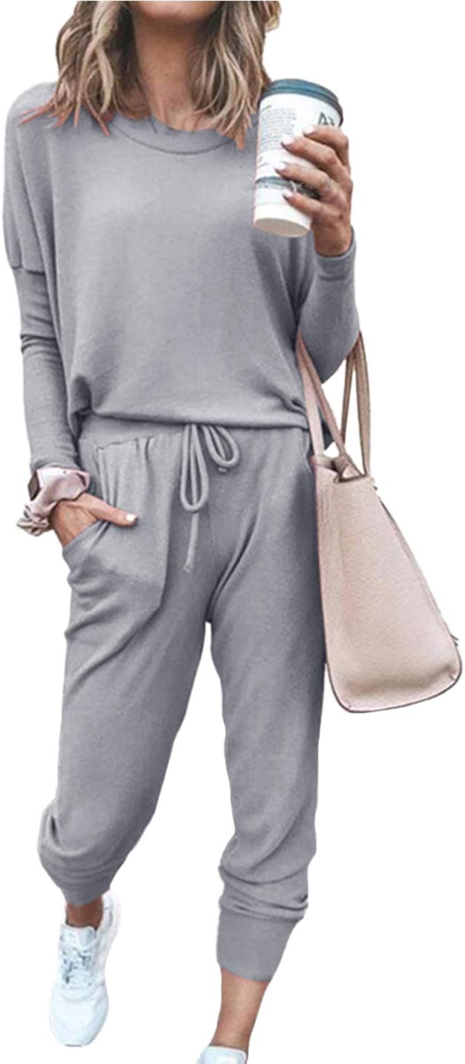 Fixmatti Women Casual 2 Piece Outfit Long Pant Set Sweatsuits Tracksuits