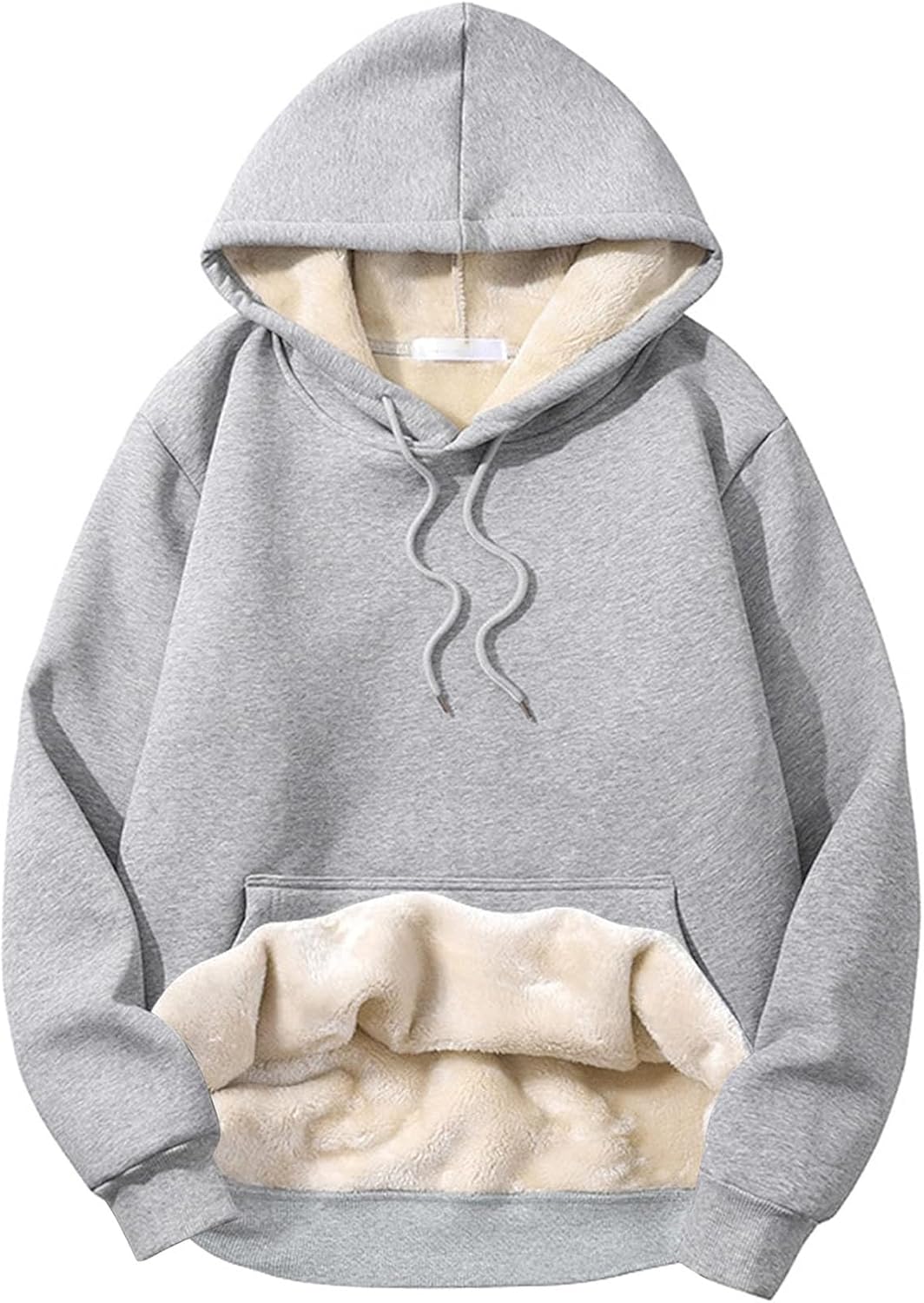 Flygo Men’s Casual Fleece Sherpa Lined Hoodie Winter Warm Pullover Hooded Sweatshirt