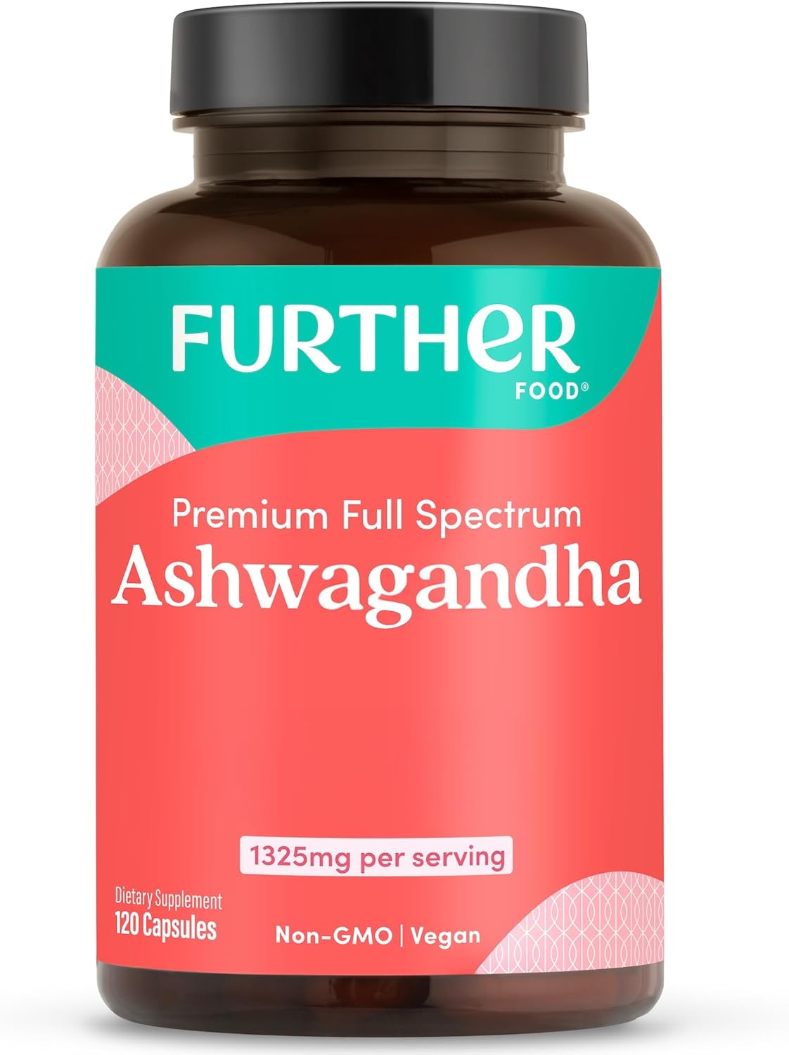 Further Food Organic Ashwagandha 1325mg. Pure Ashwagandha Root with Black Pepper & Avocado Oil for Ultra Absorption. 120 Vegan Capsules. Non-GMO, Gluten Free