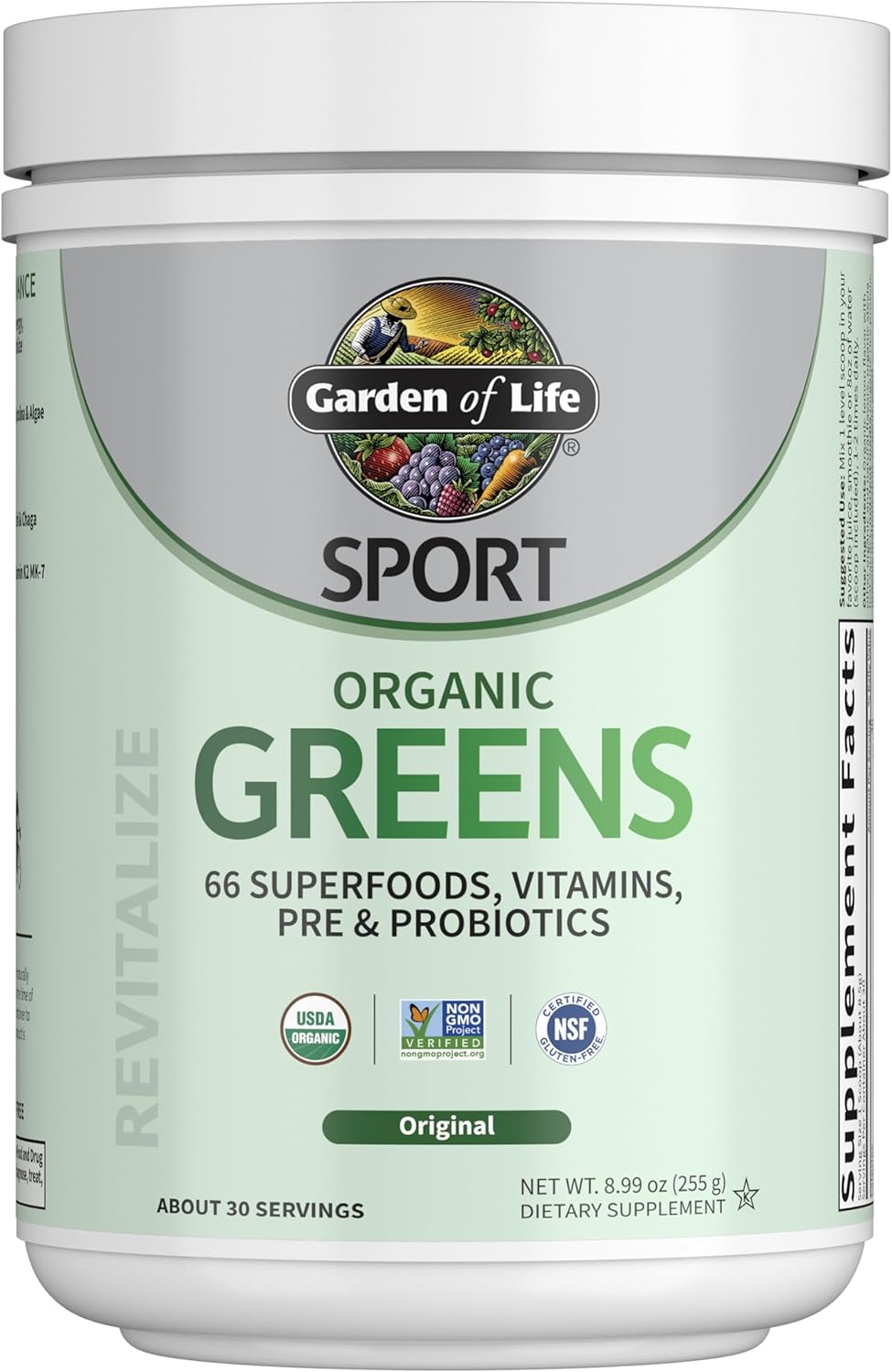 Garden of Life Sport Nutrition Greens and Superfoods Powder for Women and Men – Unflavored, Organic Blend – Spirulina, Fruit, Vitamins, Pre & Probiotics, Mushrooms, Athletic Supplements, 30 Servings