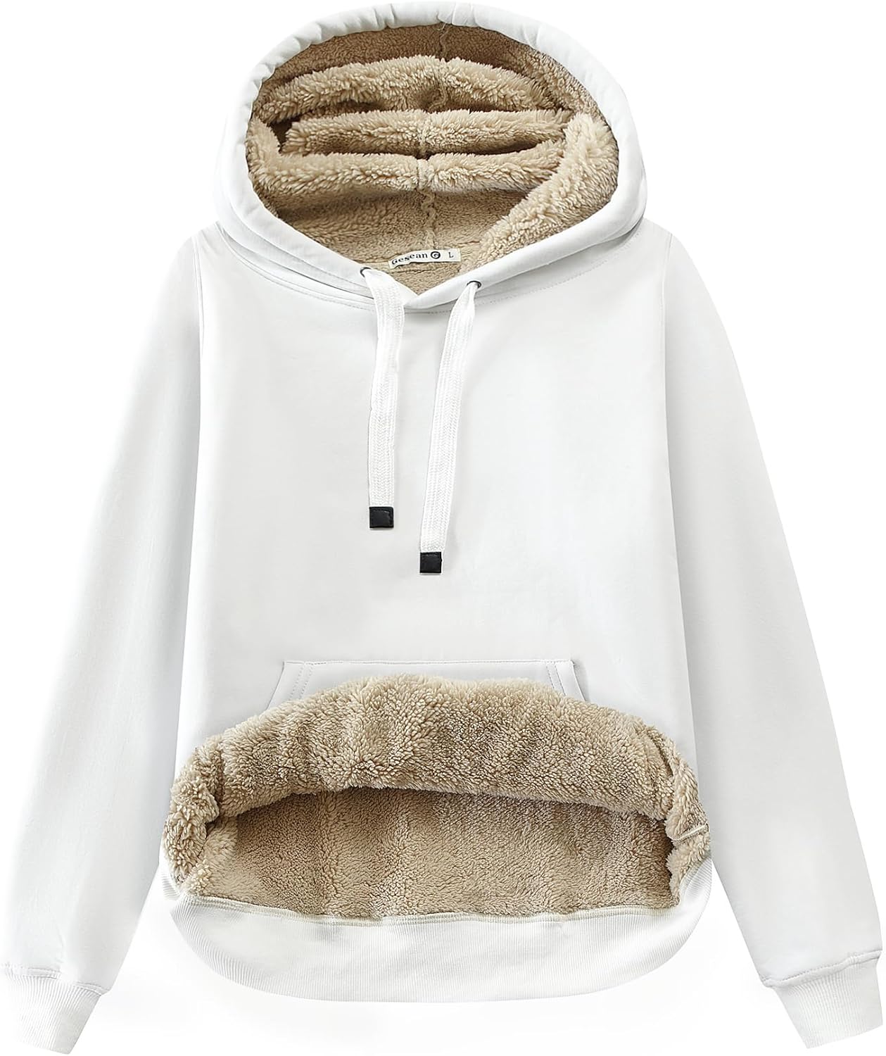 Gesean Women’s Sherpa Lined Cotton Pullover Sweatshirts Fleece Hoodies Kangaroo Hooded Pocket for Women
