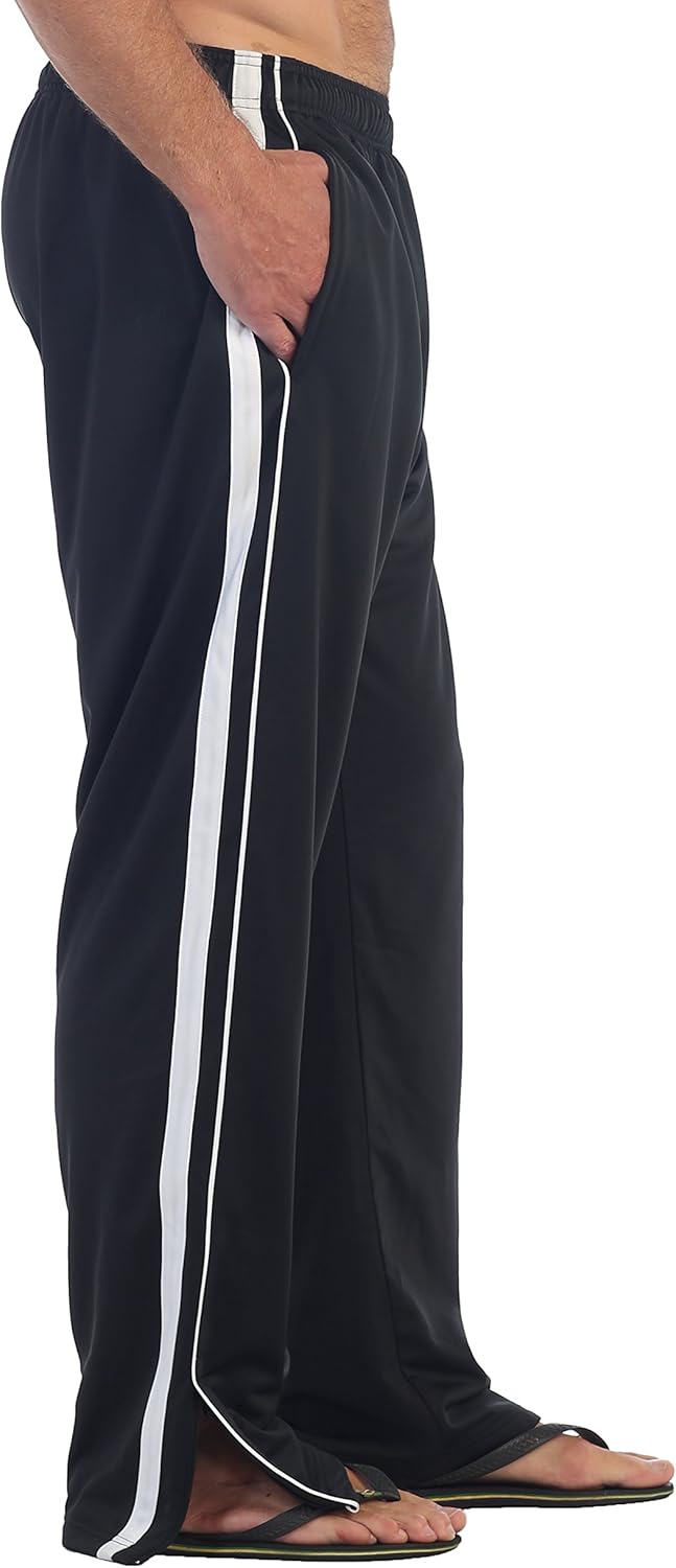 Gioberti Mens Track Running Sport Athletic Pants, Elastic Waist, Zip Bottom
