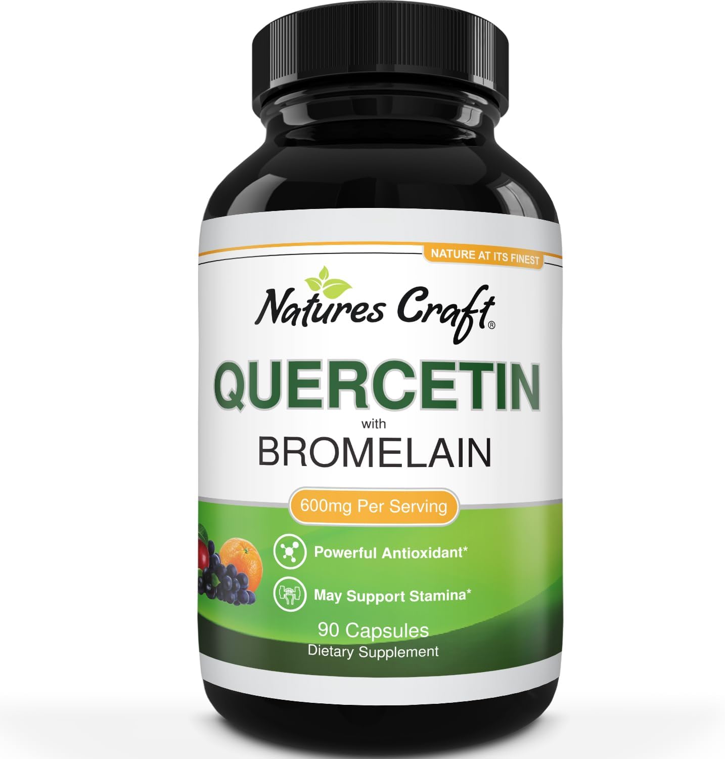 High Strength Quercetin with Bromelain – Quercetin 500mg Capsules Plus 100mg Bromelain per Serving – Advanced Quercetin Supplement for Lung & Immune Support with Potent Antioxidants (3 Months Supply)