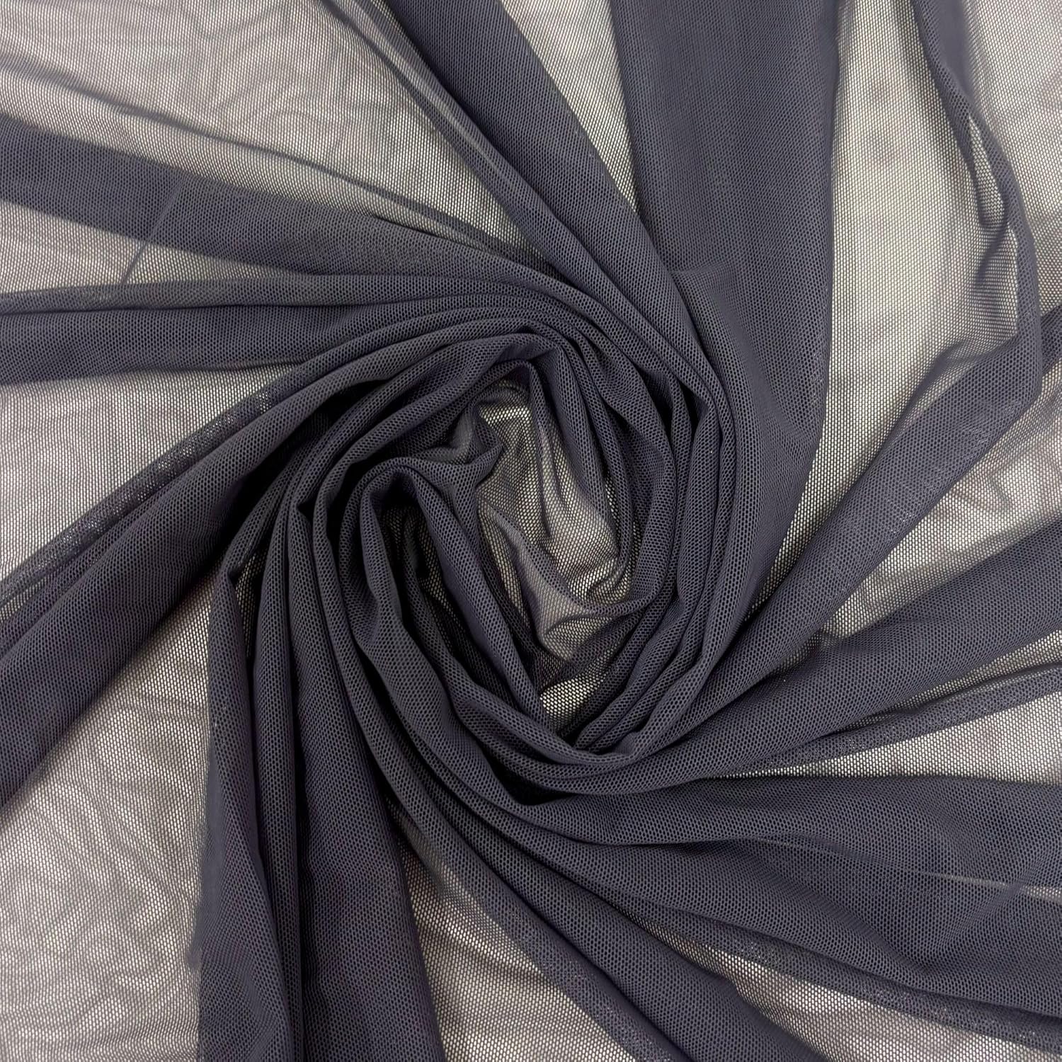 Ice Fabrics 4-Way Stretch Power Mesh Fabric by The Yard – 60″ Wide Nylon Spandex Sheer Net Fabric – Breathable & Stretchy Mesh Fabric for Sewing Activewear, Dresses, Crafts – Dark Gray – 2 Yards