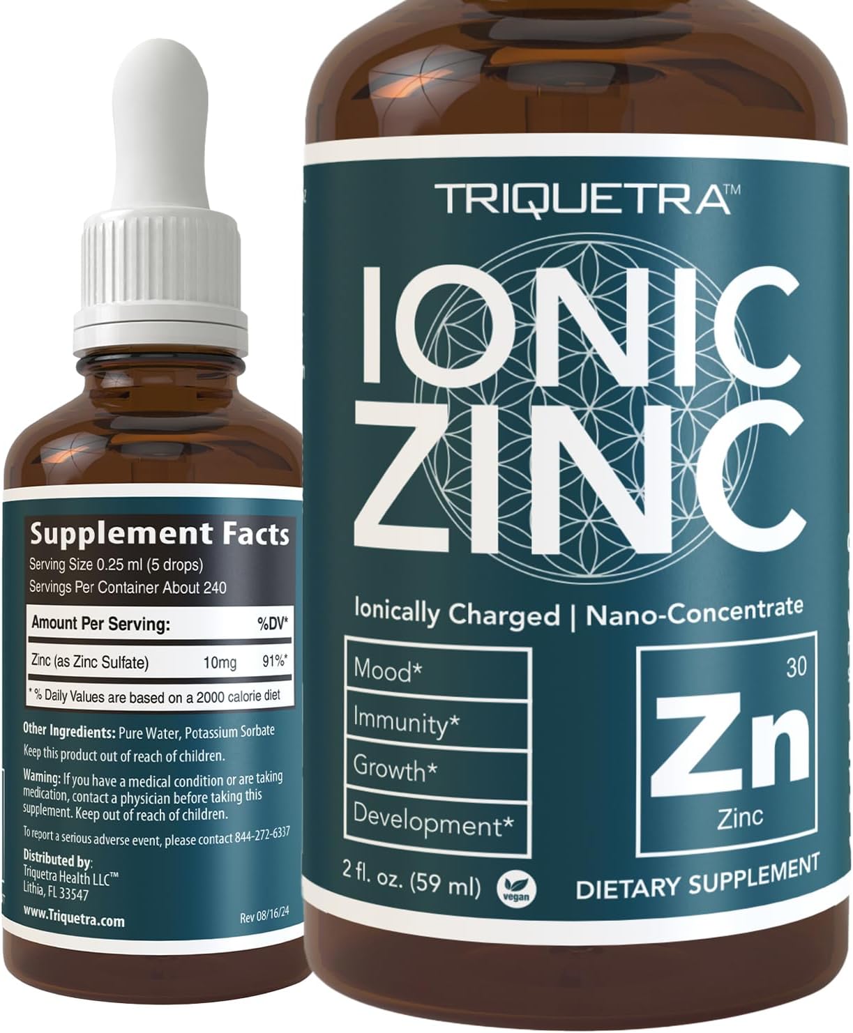 Ionic Liquid Zinc – 8 Month Supply, Adjustable Doses for Entire Family – Zinc Sulfate Form, Vegan, Glass Bottle – Immunity, Brain, Thyroid Support – Best Absorption of Zinc Supplements (2 oz.)