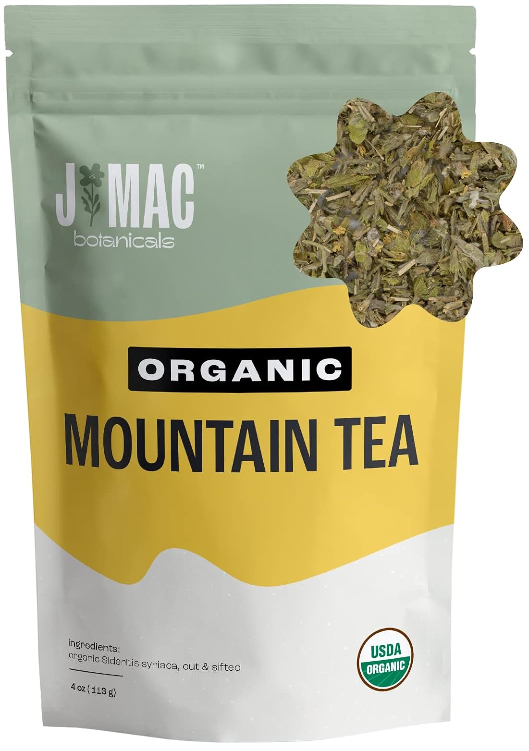 J MAC BOTANICALS Organic Herbal Mountain Tea, Sideritis Shepherd’s Tea – 4 oz