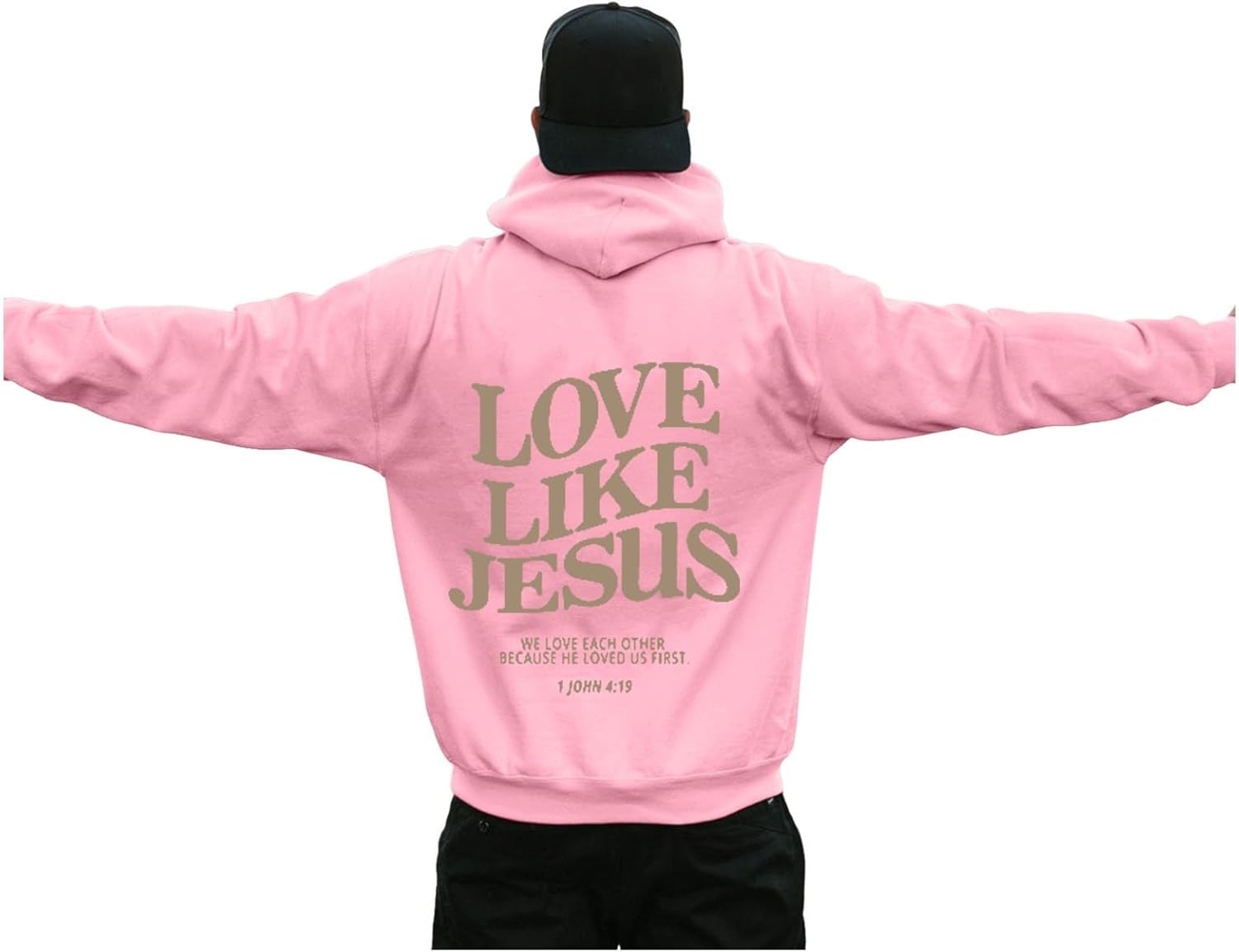 Jesus Loves You Hoodie Letter Graphic Christian Hoodies with Pocket Drawstring Oversized Long Sleeve Sweatshirt Tops