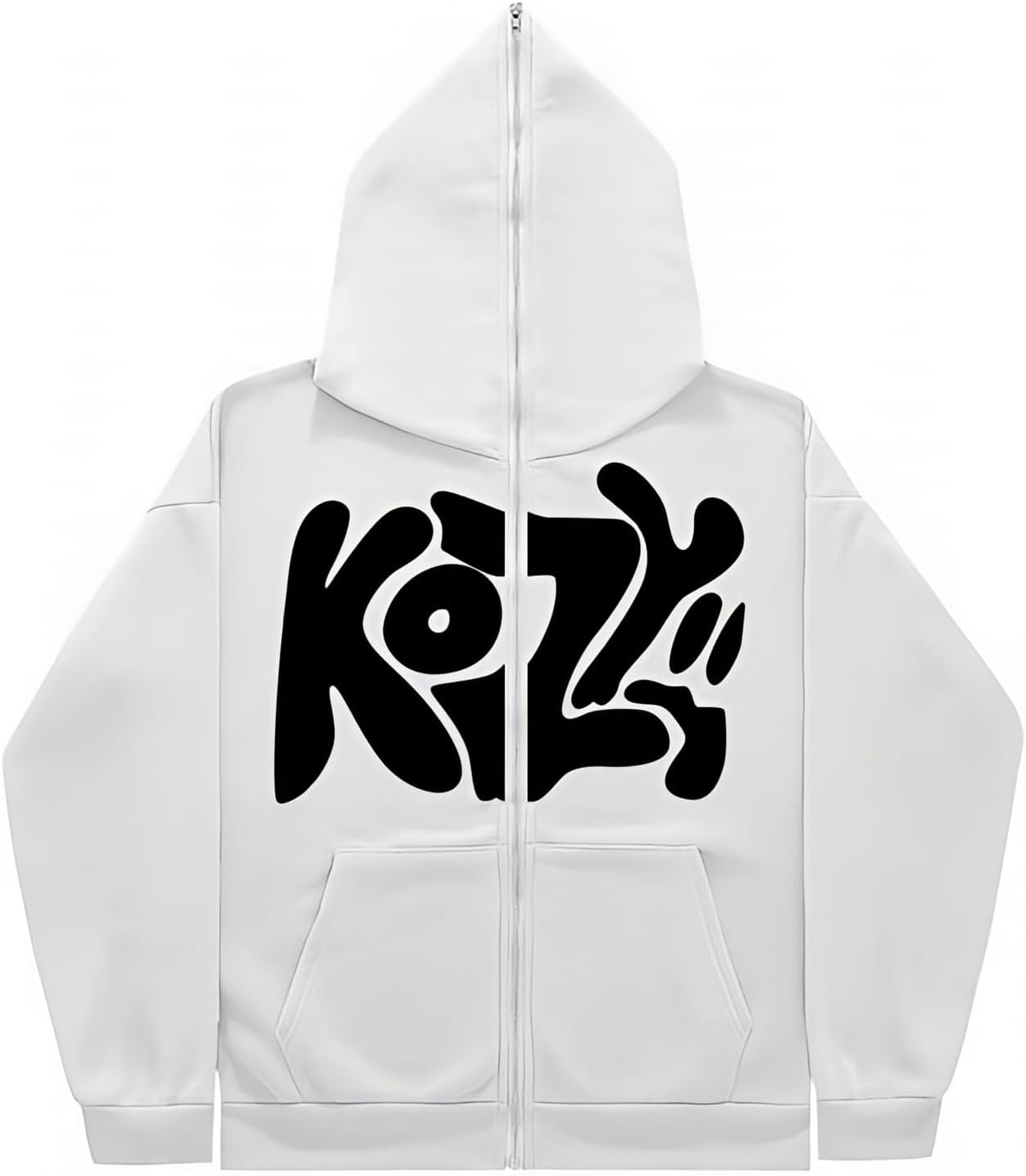 Kozy Hoodies for Men Full Zip Oversized Y2K Hoodie Long Sleeve Trendy Sweatshirt Graphic Zip Up Cropped Pullover Hoodie