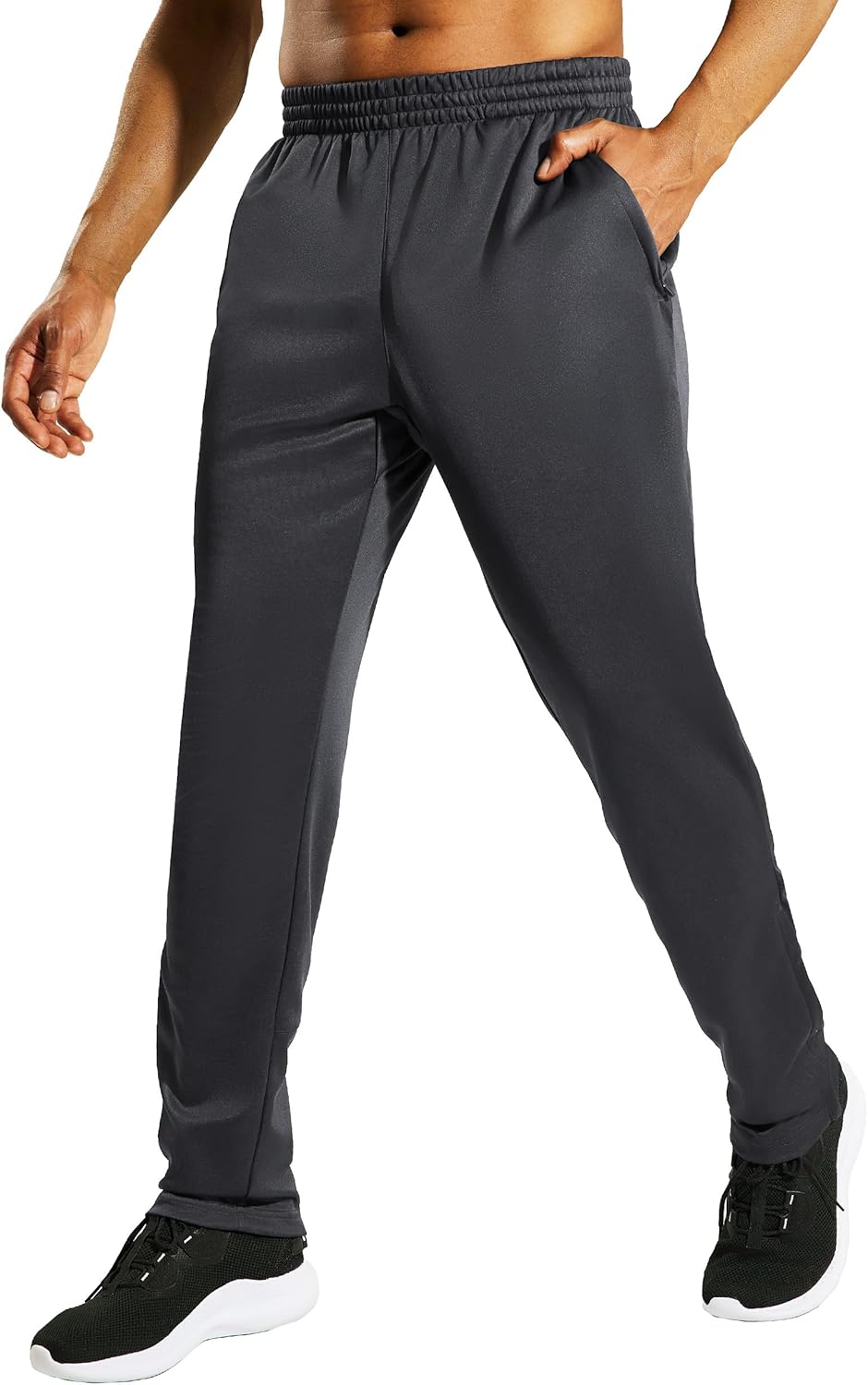 MIER Men’s Sweatpants with Pockets, Athletic Training Track Jogger, Soccer Warm-up Pants with Zipper Ankle
