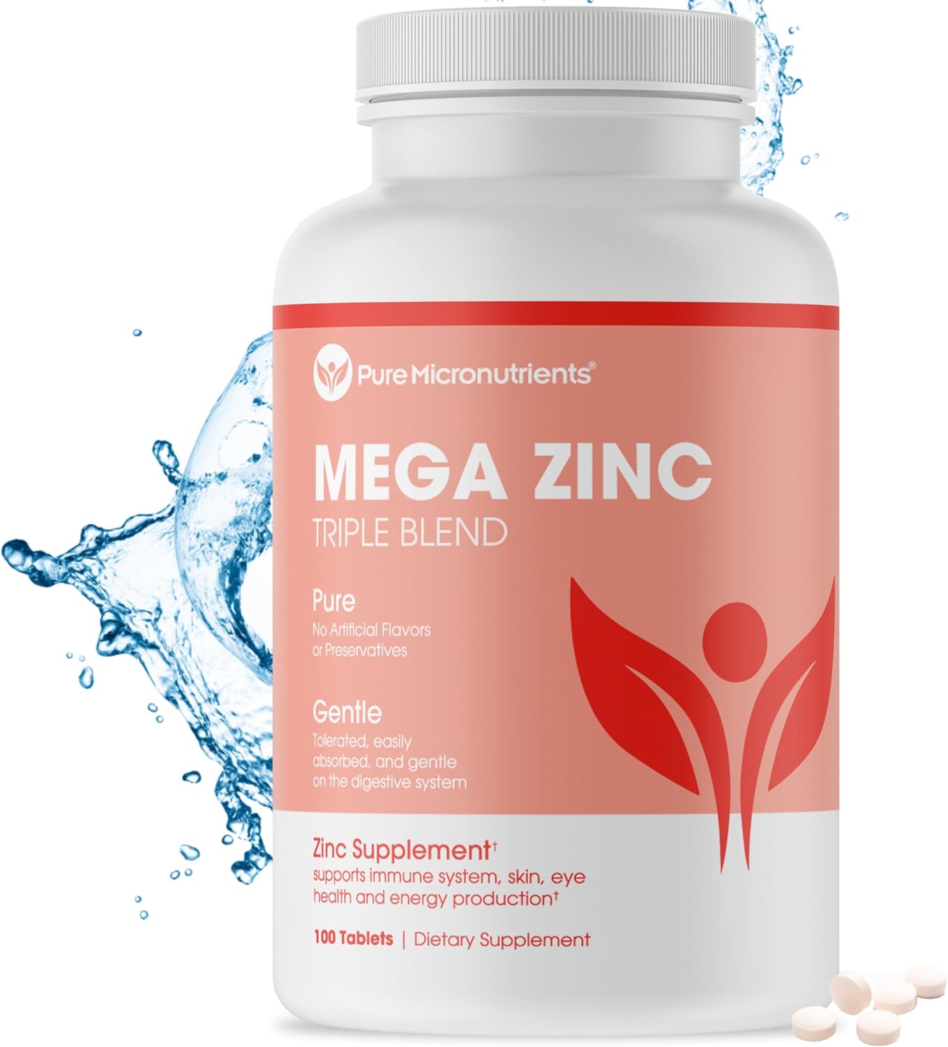Mega Zinc Supplement, 50mg – 3-in-1 Zinc Complex – 100 Tablets – Pure Micronutrients