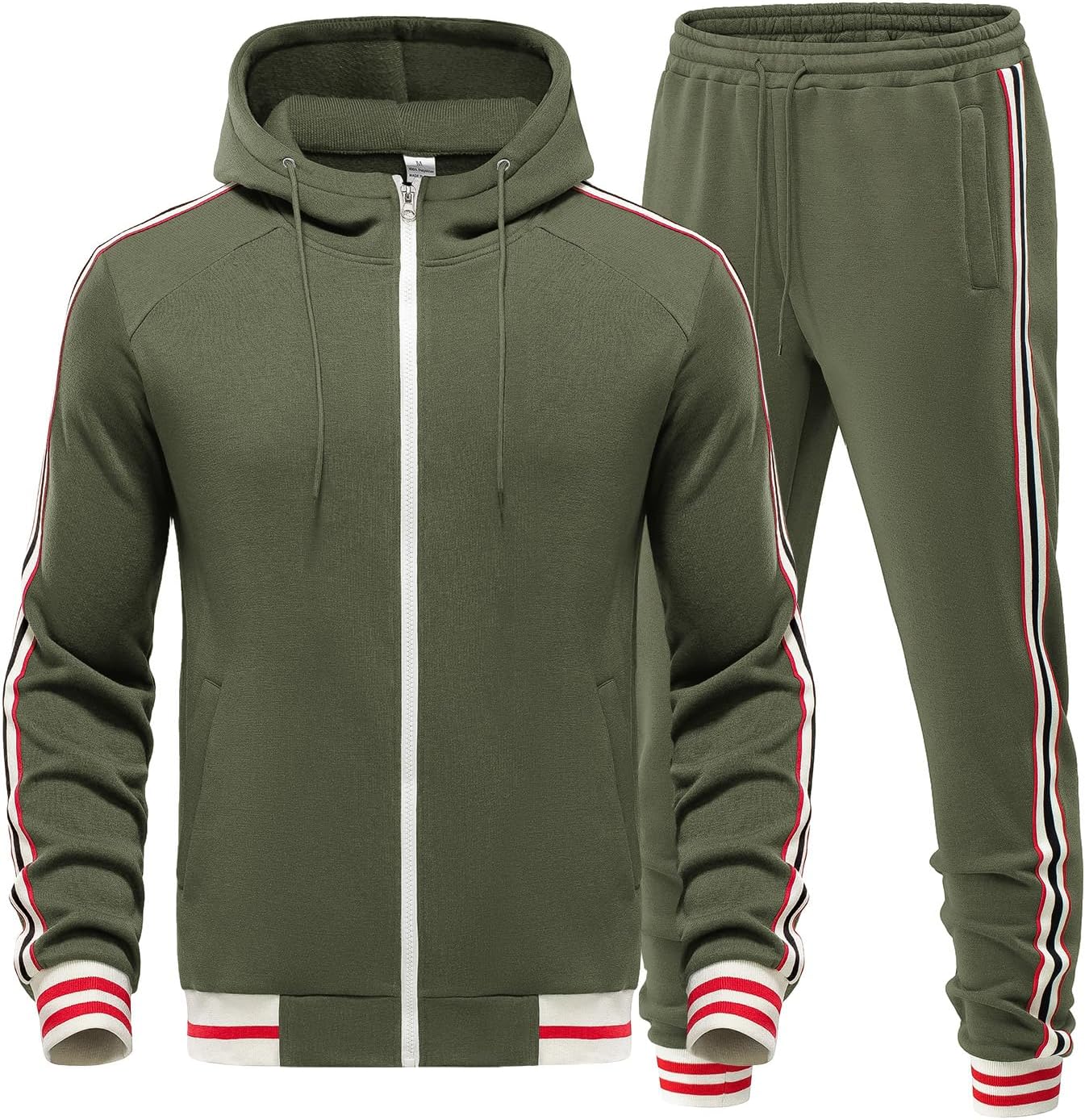 Men’s Athletic Hoodie Tracksuit 2 Pieces Set Casual Jogging Sweatsuits Full Zip Long Sleeve Outfit