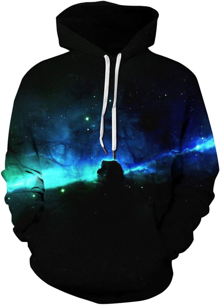 Men’s Digital Print Sweatshirts Hooded Top Galaxy Pattern Hoodie
