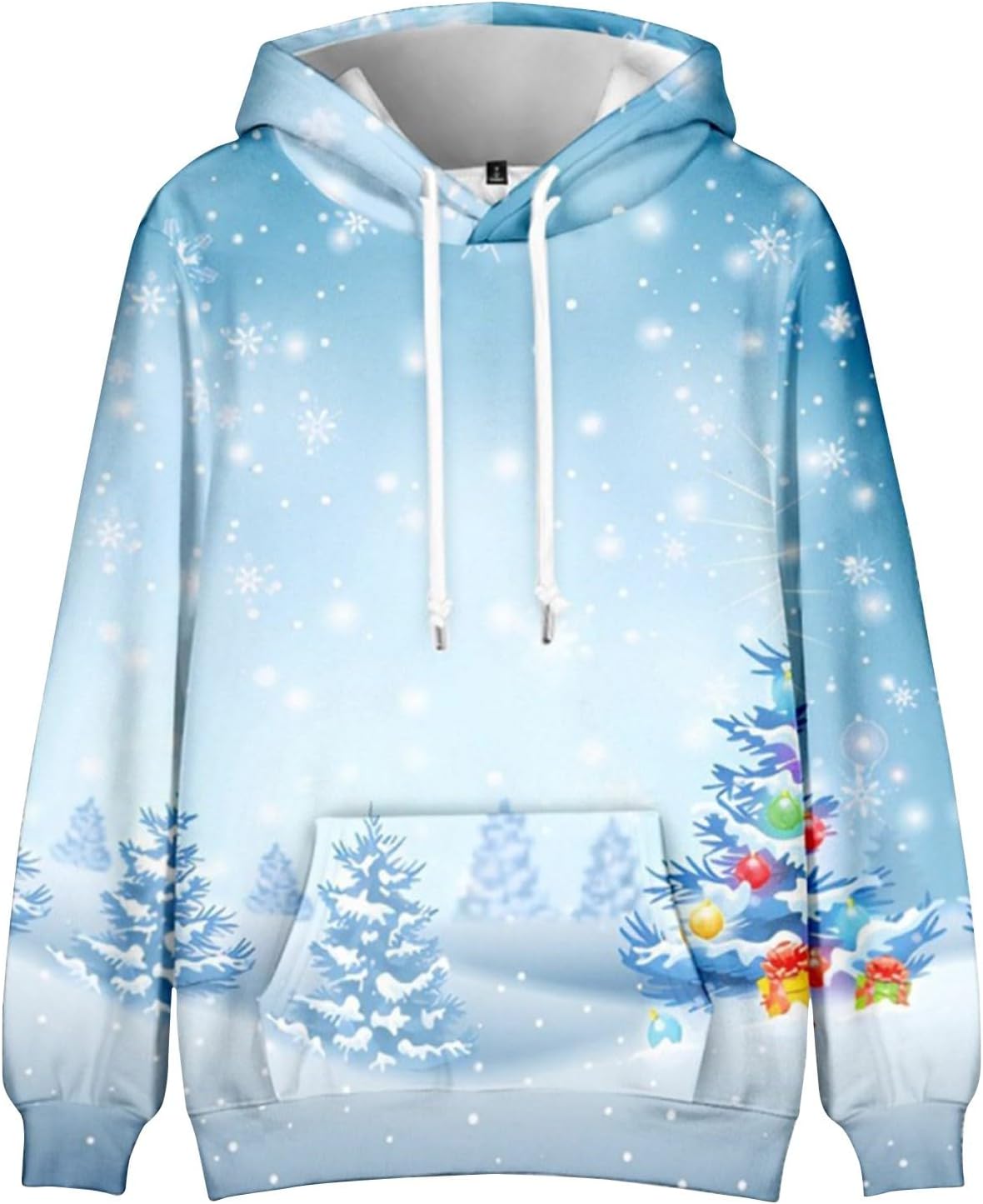Mens Fashion Graphic Hoodies Funny Christmas Print Long Sleeve Drawstring Hooded Pullover Sweatshirts Tops