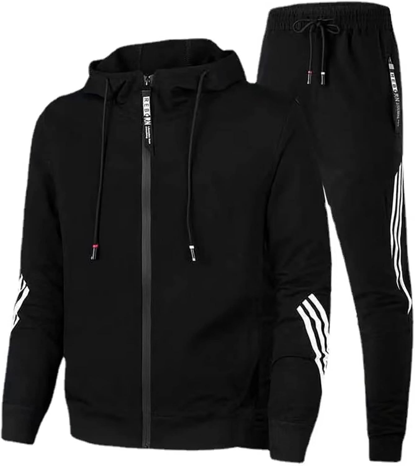 Mens Full Zipper Hoodie and Sweatpants Set Casual 2 Pieces Tracksuits Fashion Running Sweat Suits