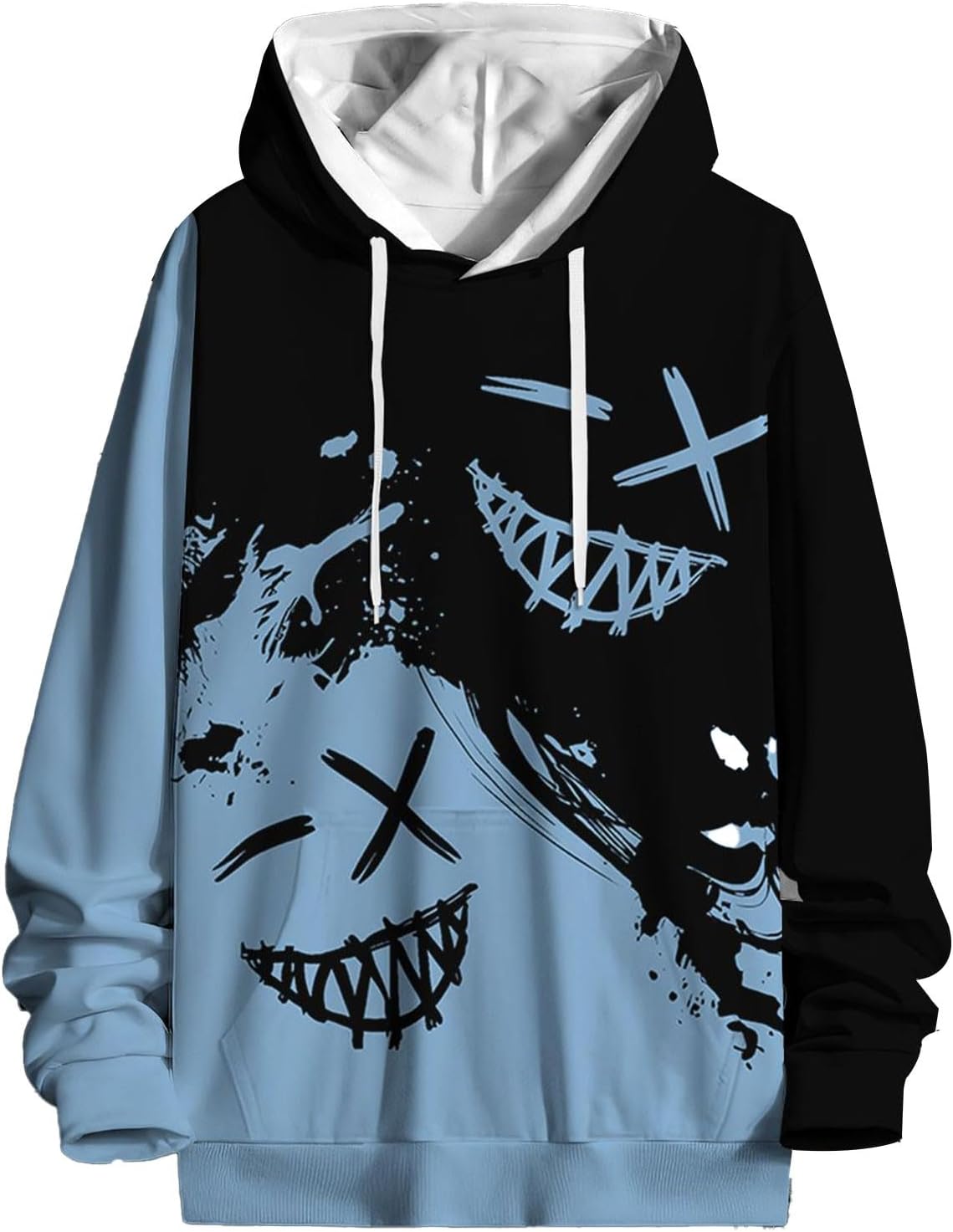 Mens Graphic Hoodies Trendy Hooded Long Sleeve Casual Color Block Hoodie Oversized Streetwear Pullover Sweatshirt