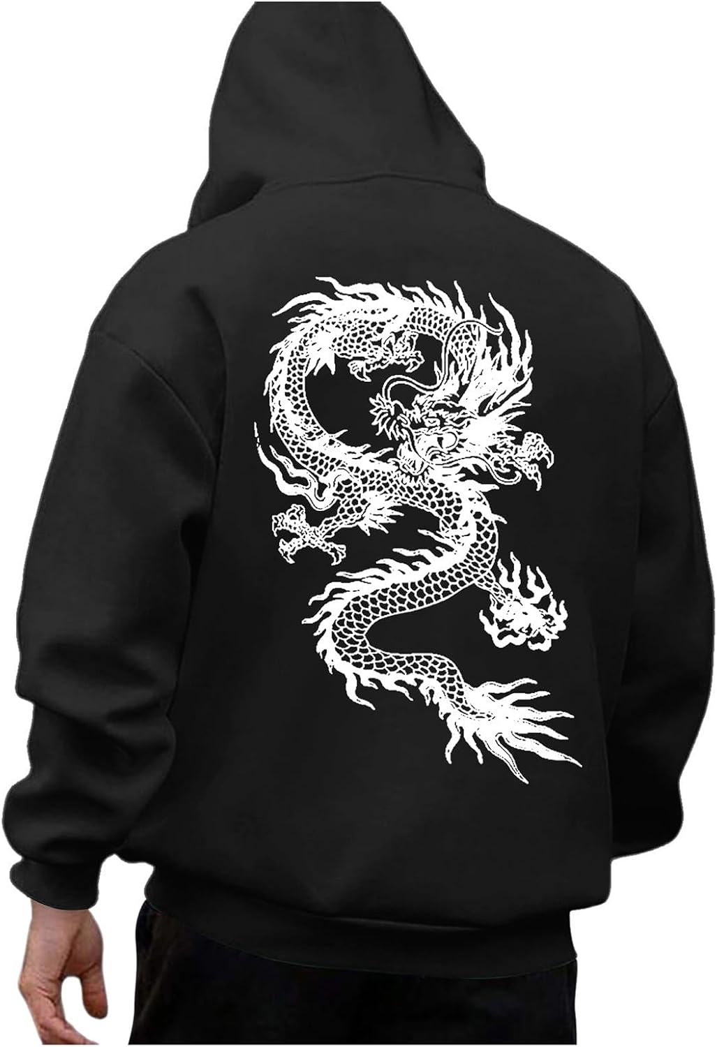Mens Hoodies Pullover,Sweatshirts for Men Hoodies Chinese Dragon Graphic Oversized Hoodies Casual Loose Sweatshirt