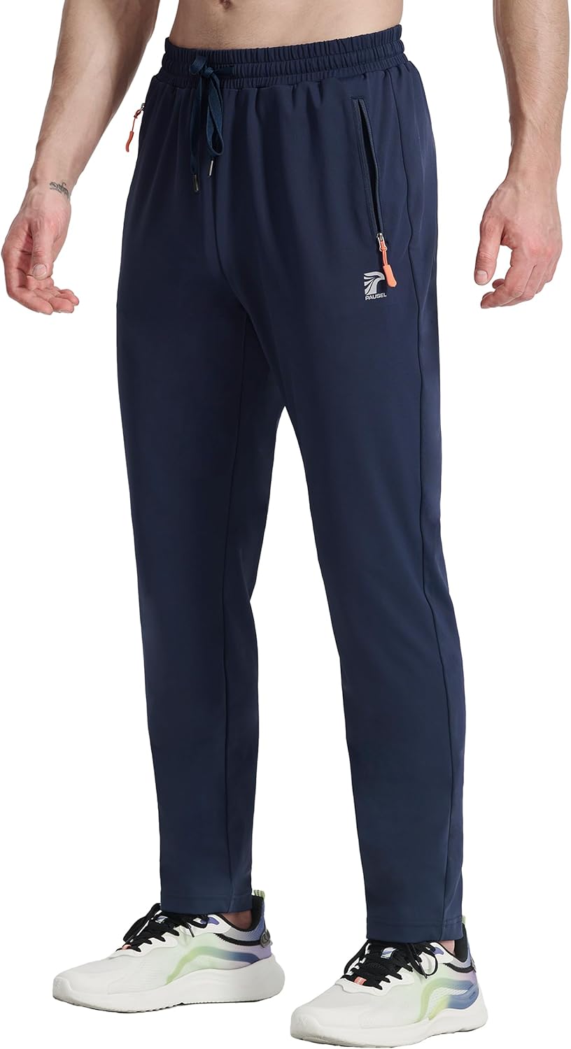 Men’s Joggers Pants with Zipper Pockets Athletic Running Stretch Sweatpants for Men Workout Gym Track Golf