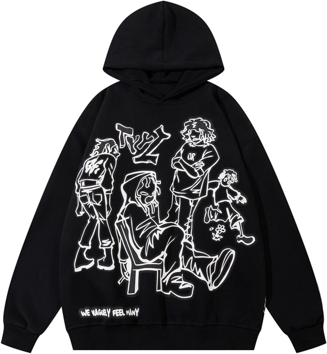 Men’s Oversized Hoodie Pullover Unisex Graphic Sweatshirts Hoodies Casual Tunic Anime Streetwear Aesthetic Top