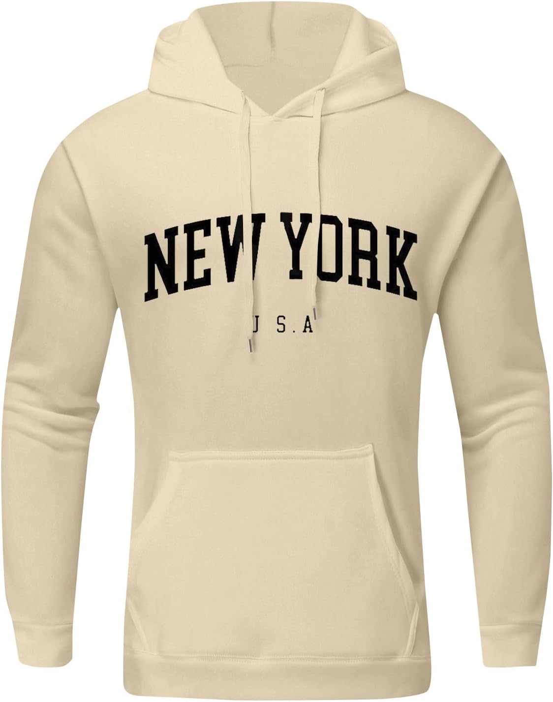Men’s Oversized Pullover Letter Print Graphic Hoodies Long Sleeve Casual New York Sweatshirt with Pocket