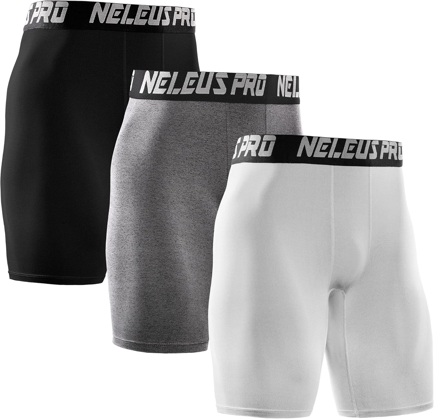 NELEUS Men’s 3 Pack Performance Compression Shorts