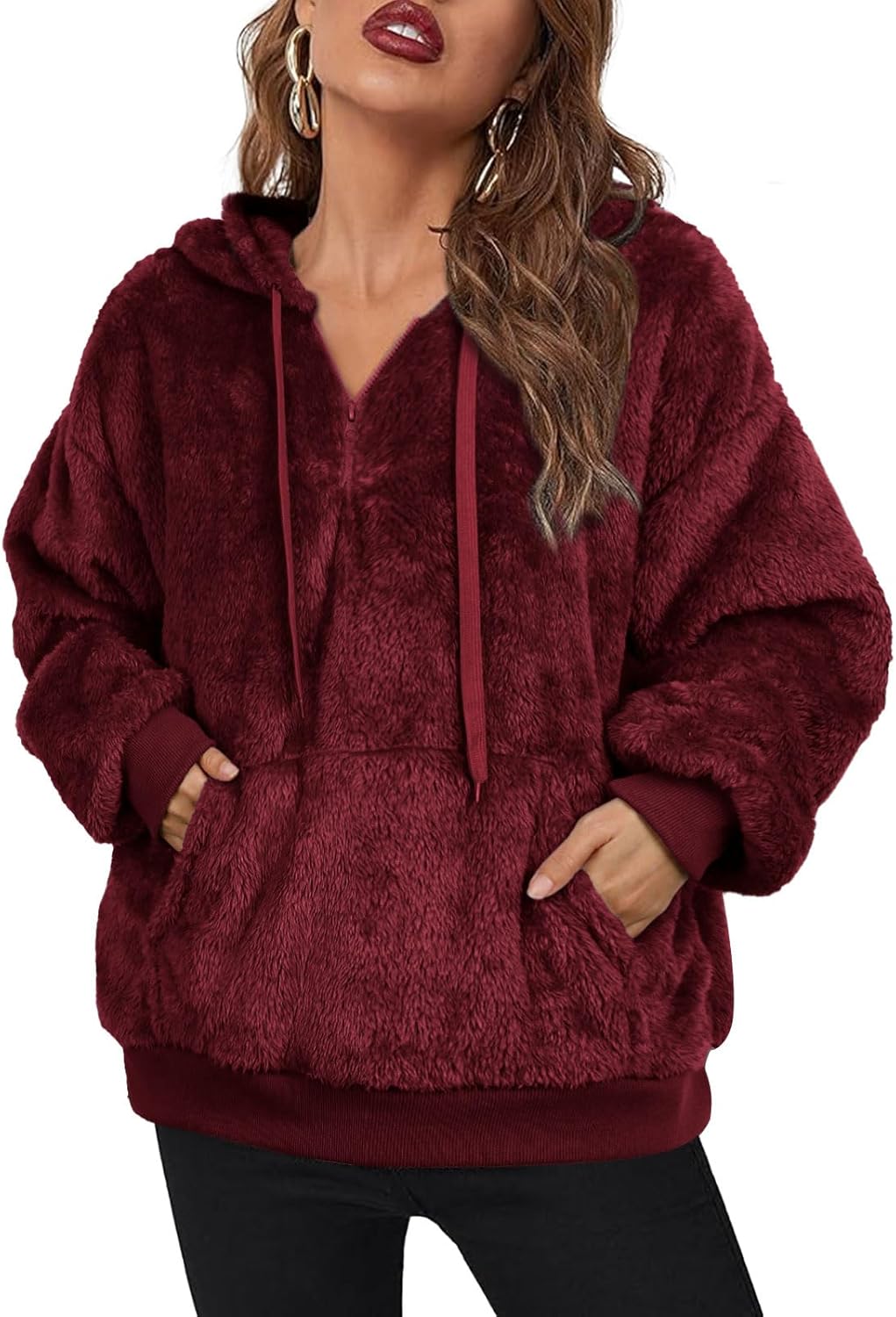 NIeyook Sherpa Fleece Hoodies for Women Fuzzy Oversized Zip up Hoodie with Pockets Casual Pullover Hooded Sweatshirt